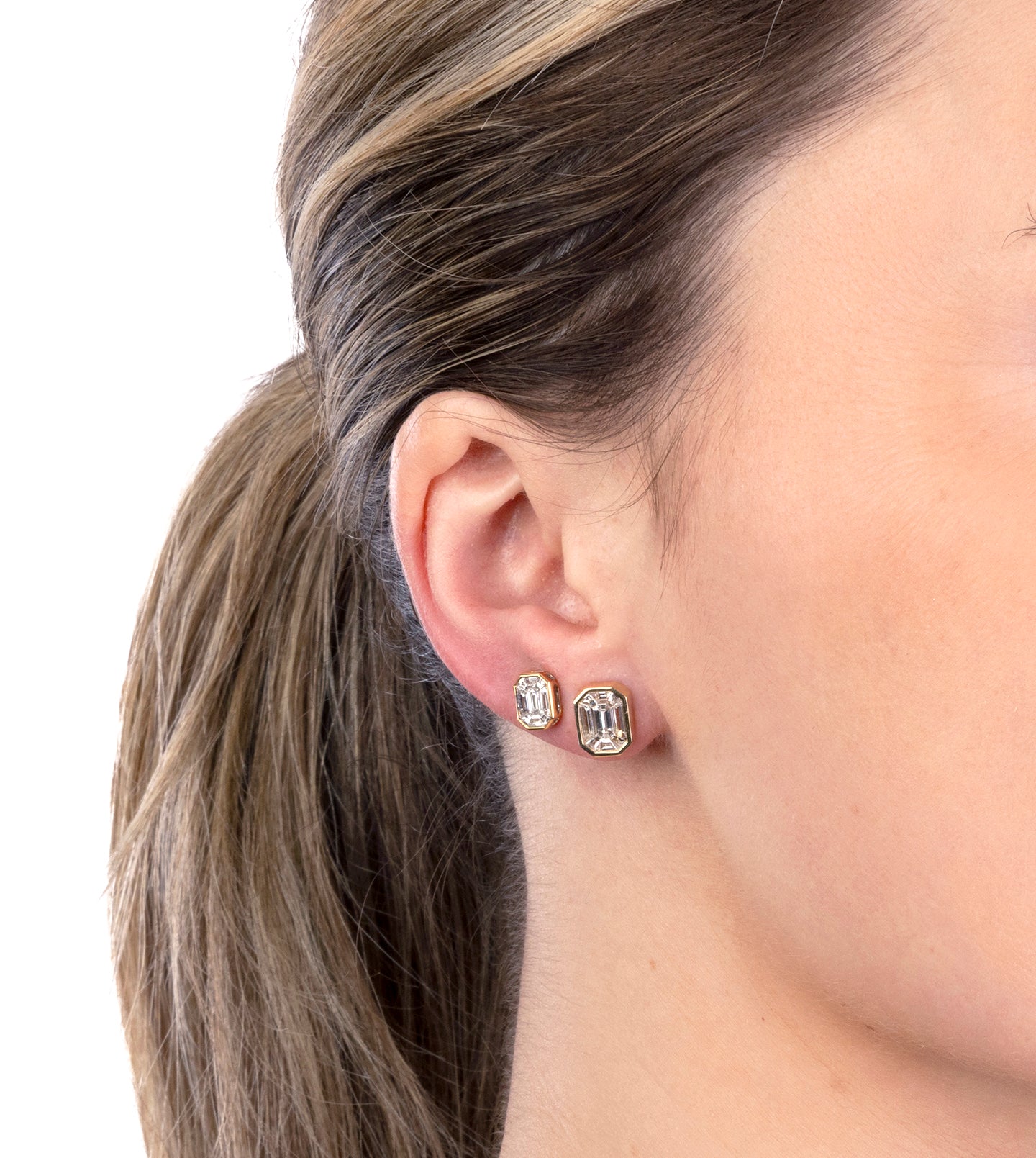 Emerald-Cut Illusion Studs
