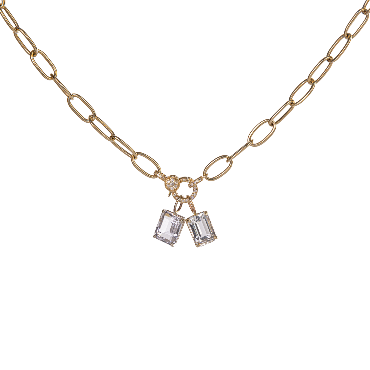 Emerald Cut White Topaz Charm