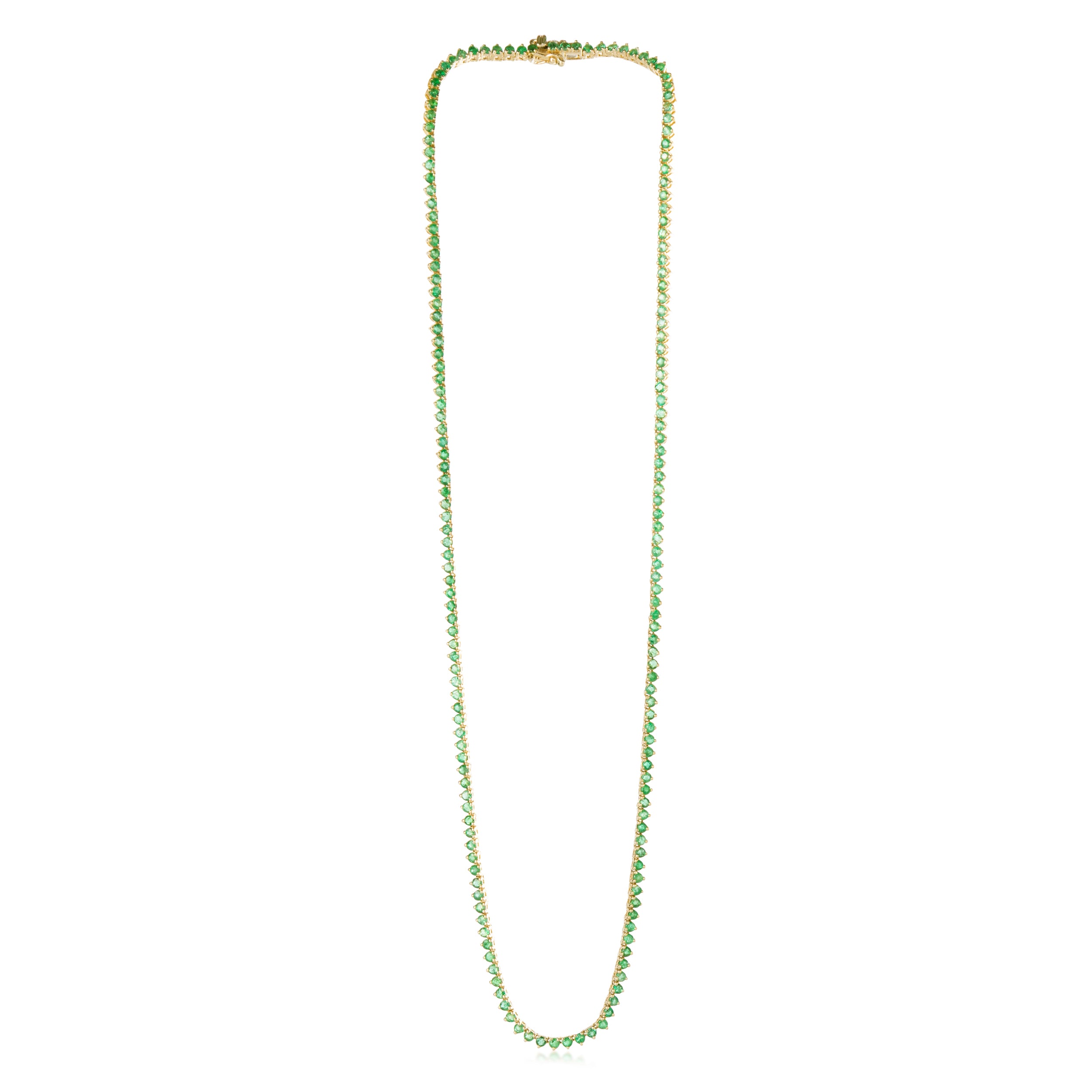 Emerald 3 Prong Tennis Necklace