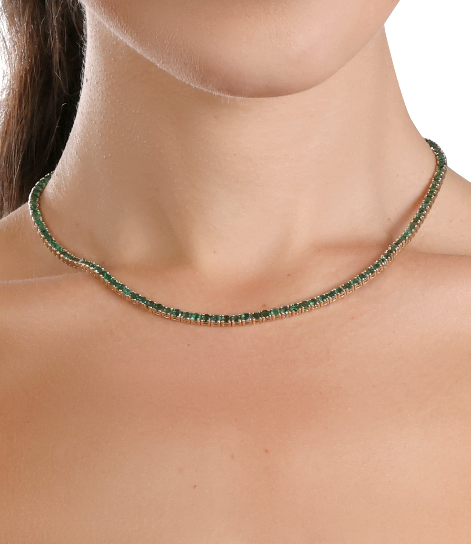 Emerald Gold Tennis Necklace