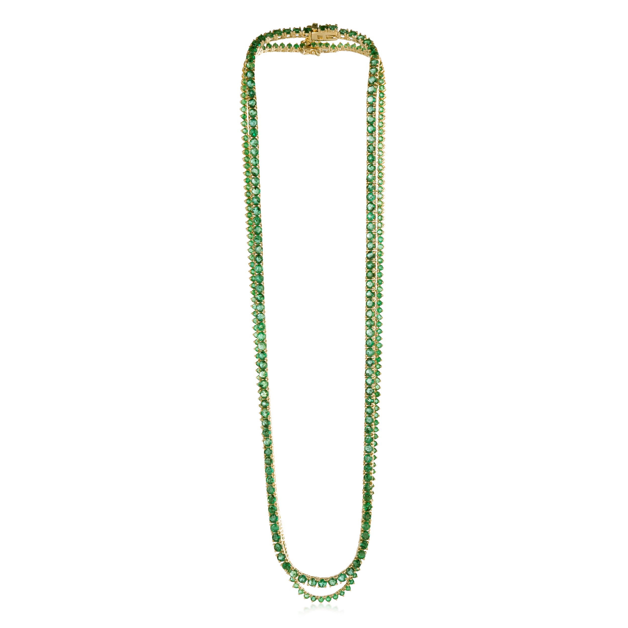 Emerald 3 Prong Tennis Necklace