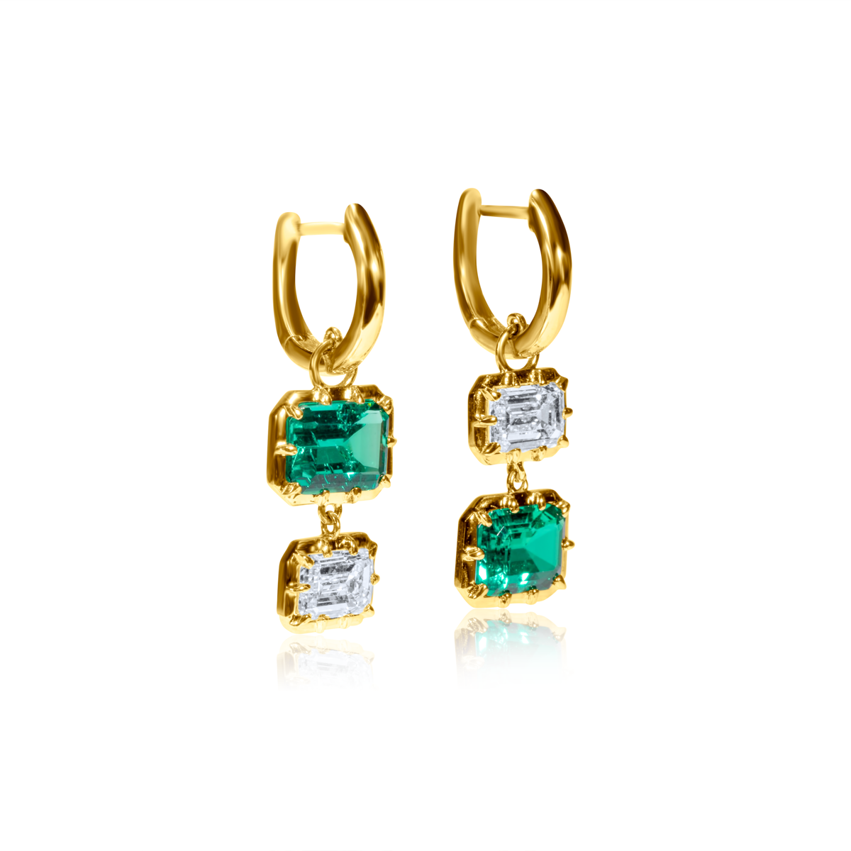 Emerald & Diamond Drop Earrings