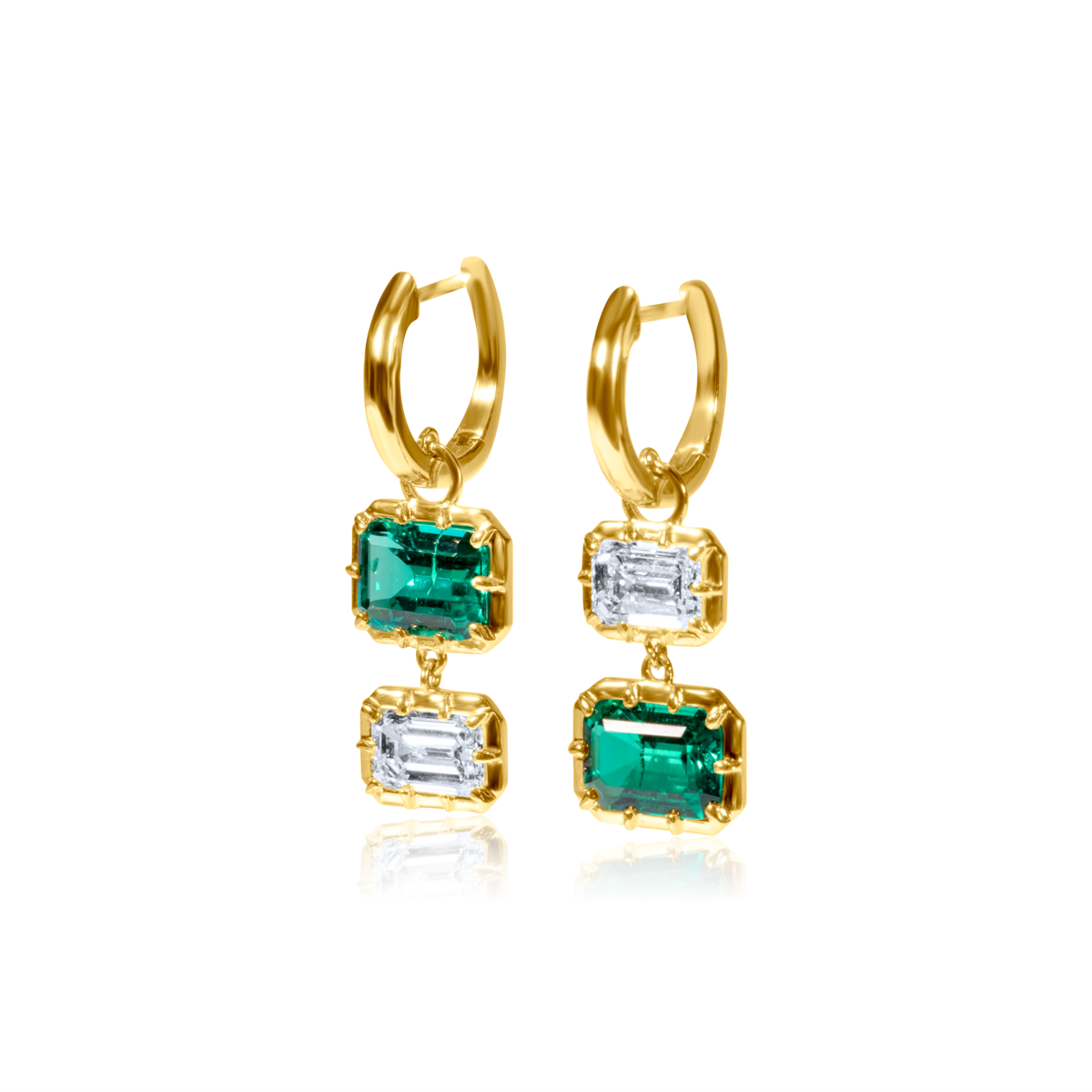 Emerald & Diamond Drop Earrings