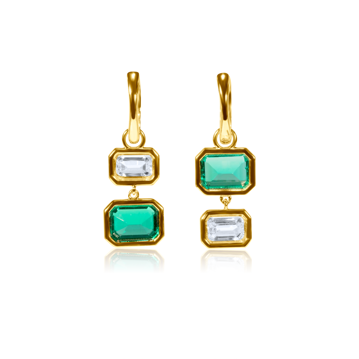 Emerald & Diamond Drop Earrings