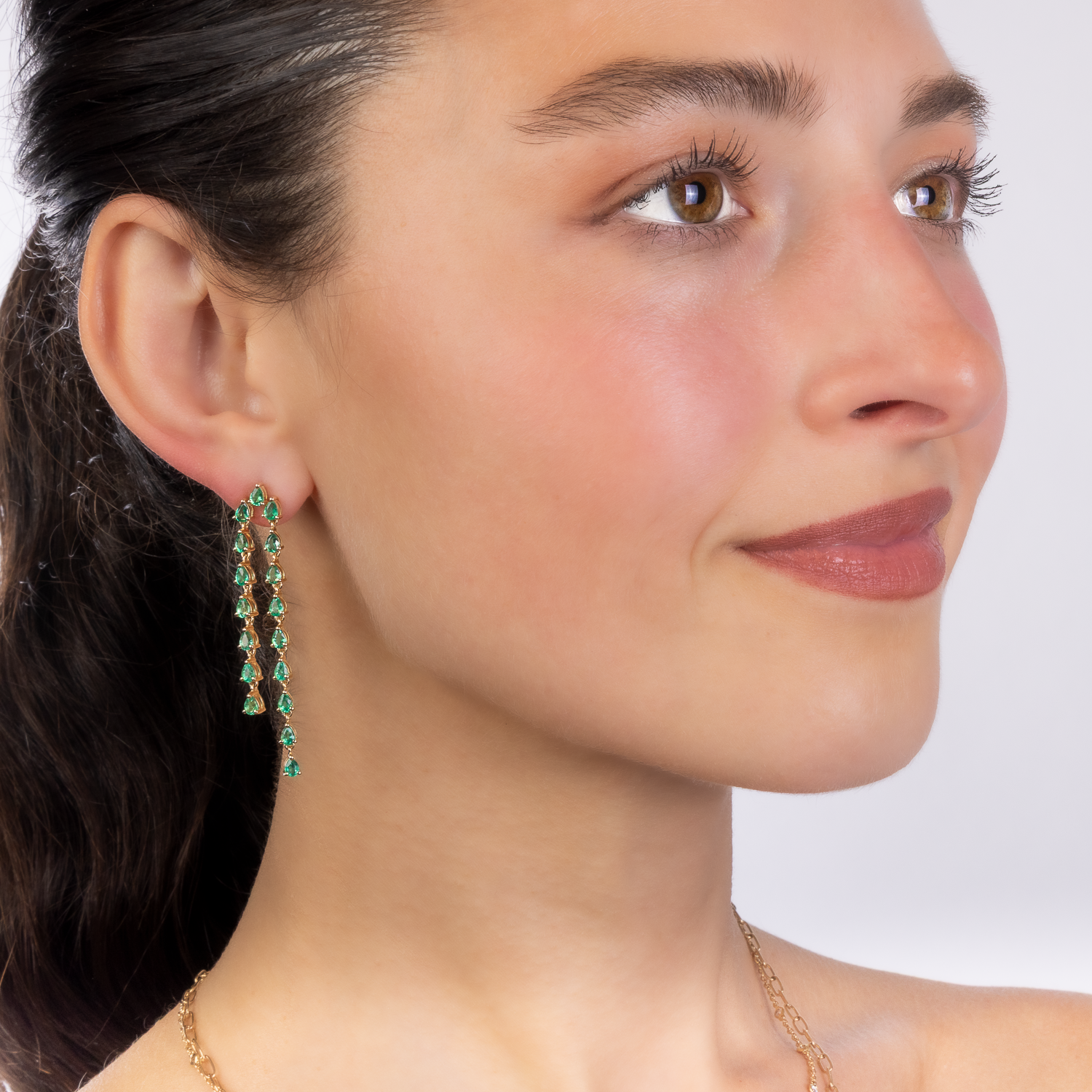 Emerald Cascading Double Drop Earrings