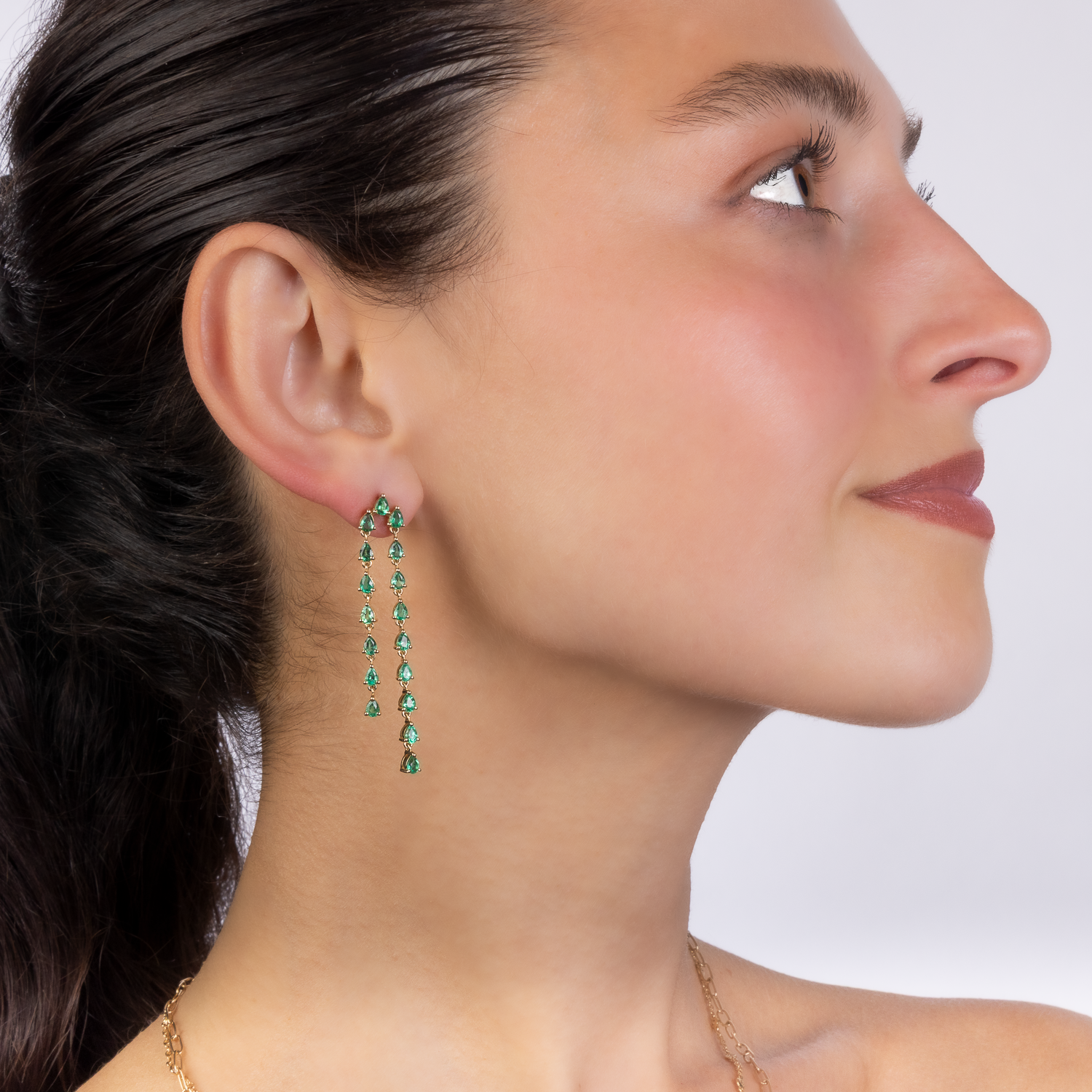 Emerald Cascading Double Drop Earrings