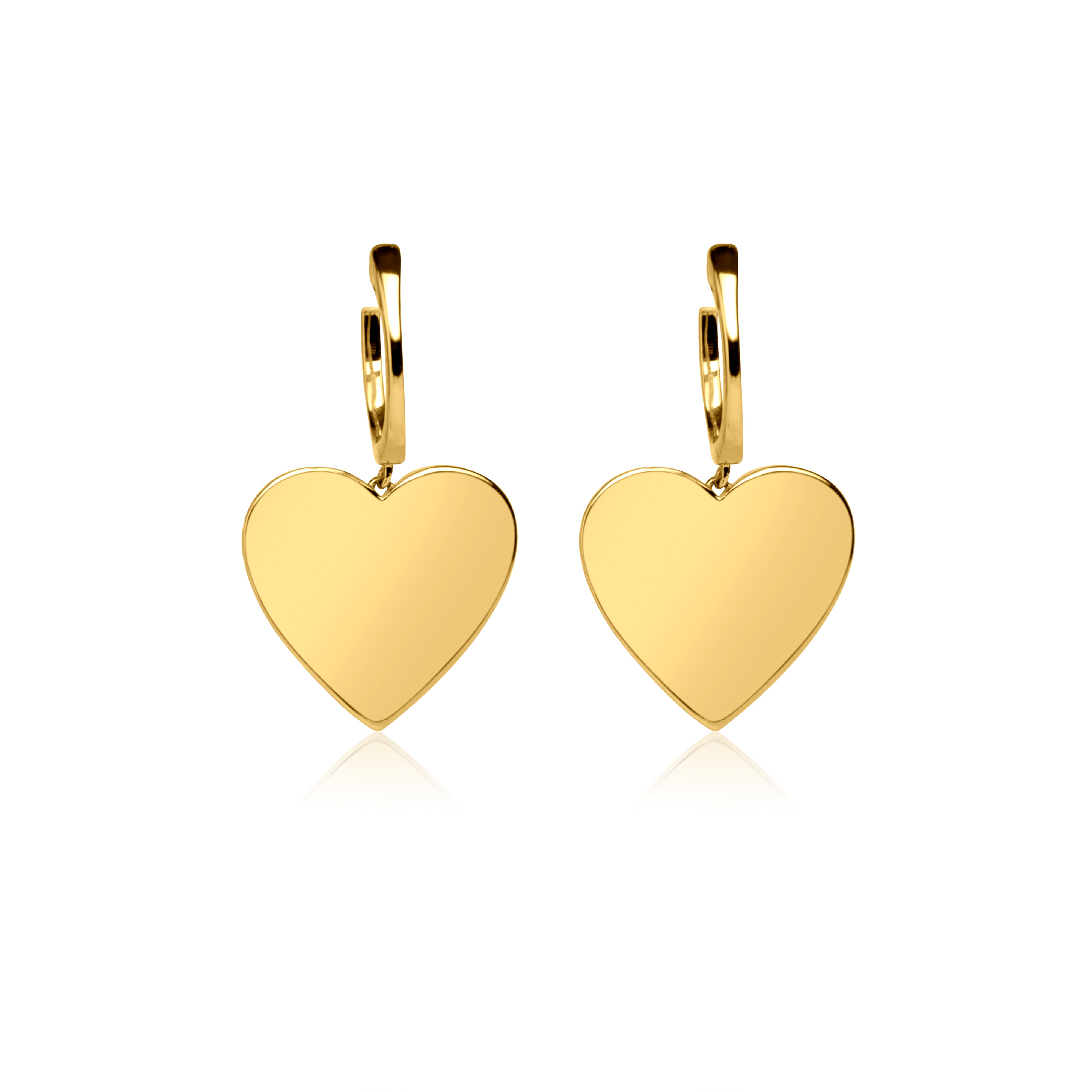 Fluted Diamond Heart Drop Earrings