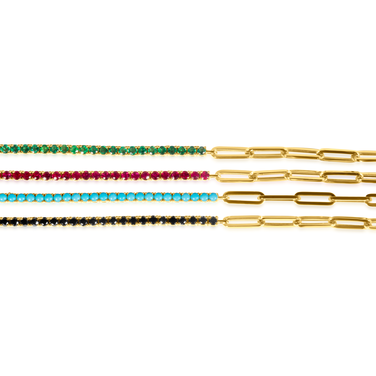 Gemstone Tennis & Paperclip Bracelet