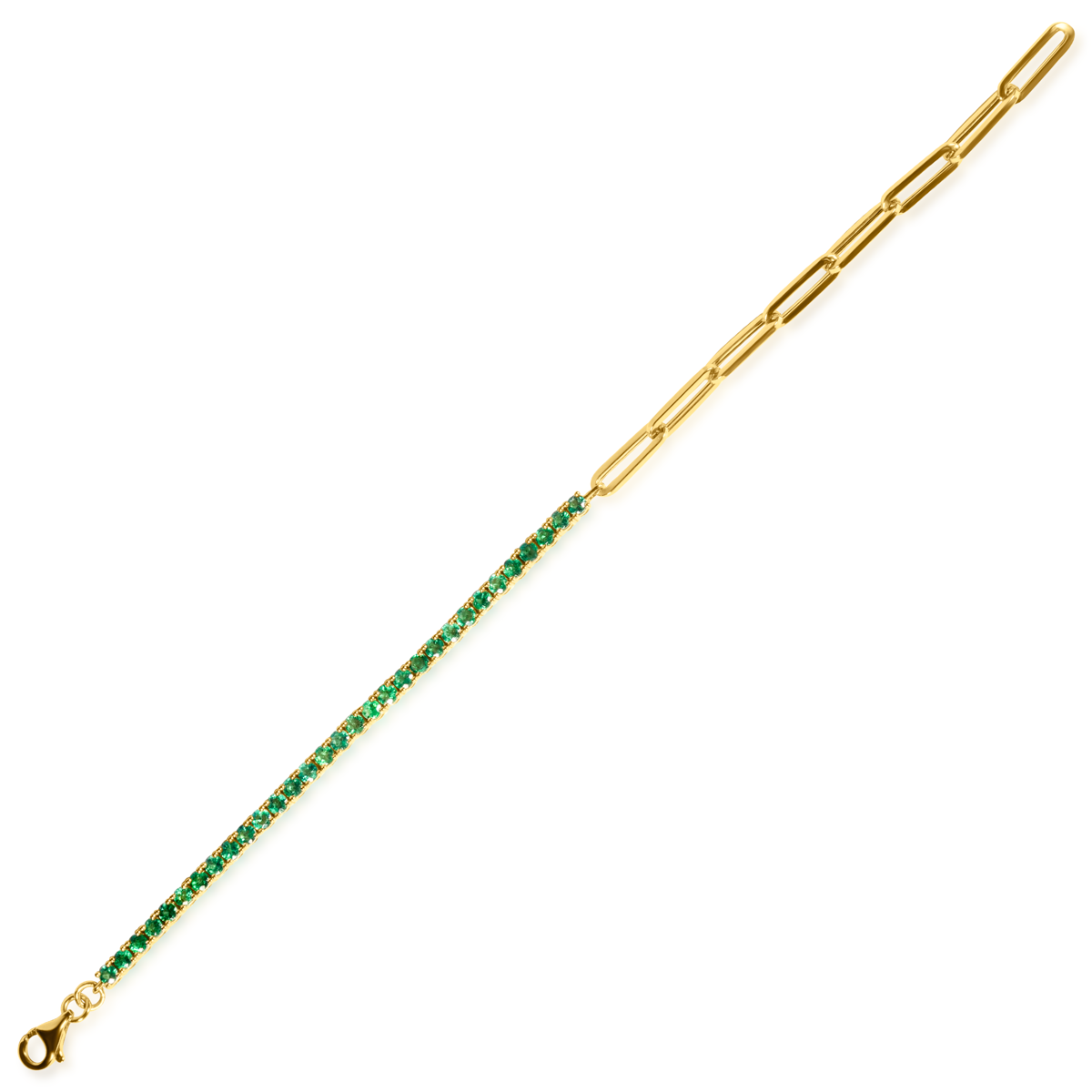 Gemstone Tennis & Paperclip Bracelet