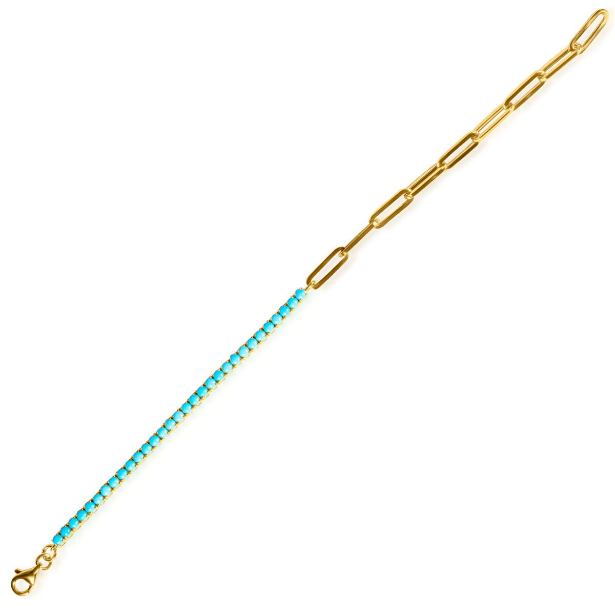 Gemstone Tennis & Paperclip Bracelet