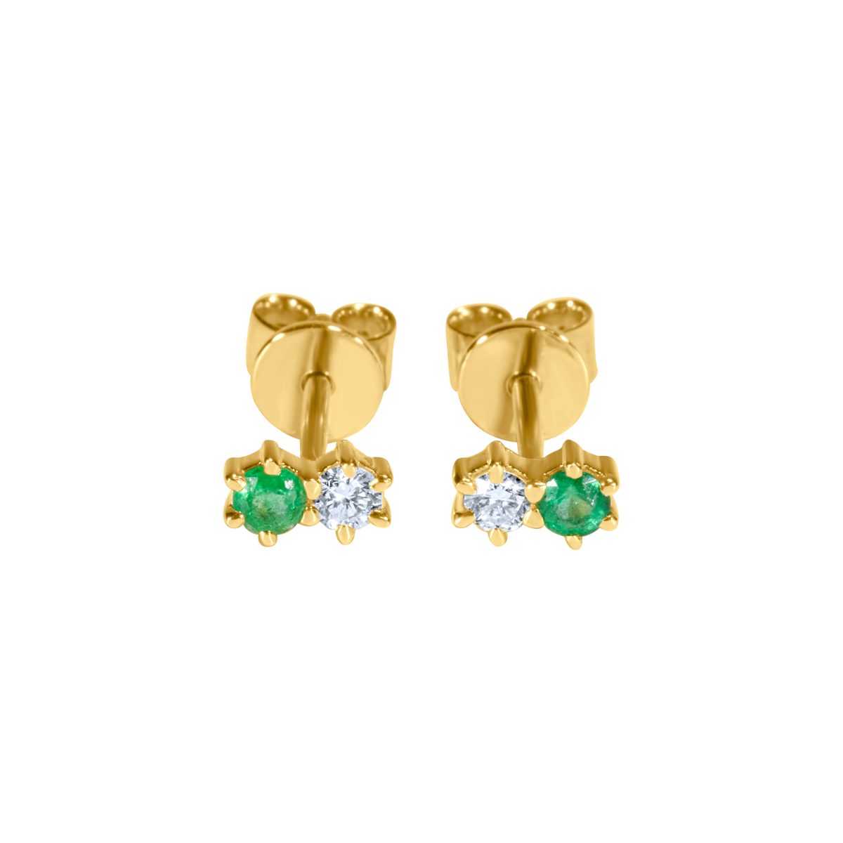 Gemstone & Diamond Duo Studs