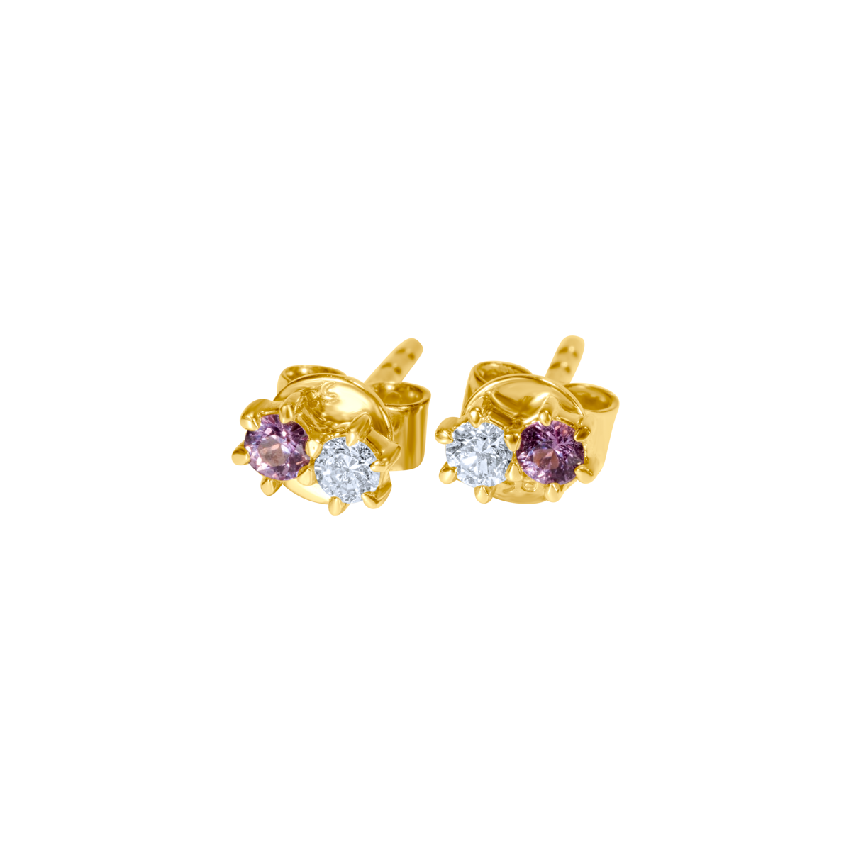 Gemstone & Diamond Duo Studs