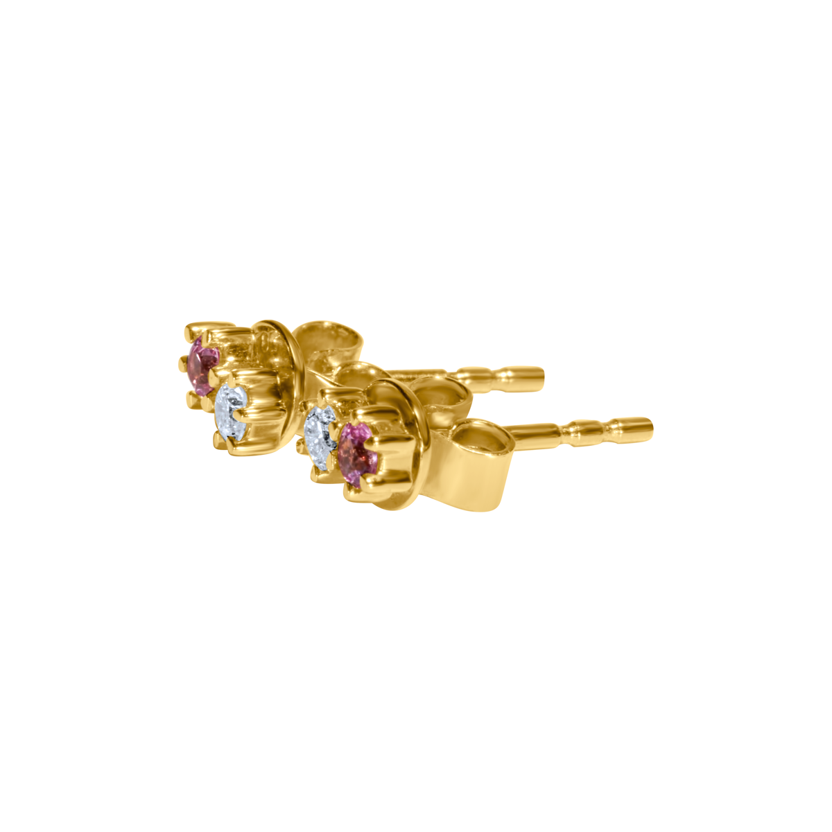 Gemstone & Diamond Duo Studs