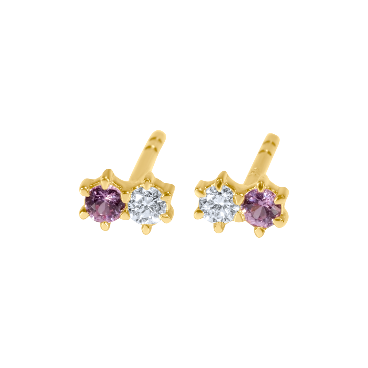 Gemstone & Diamond Duo Studs