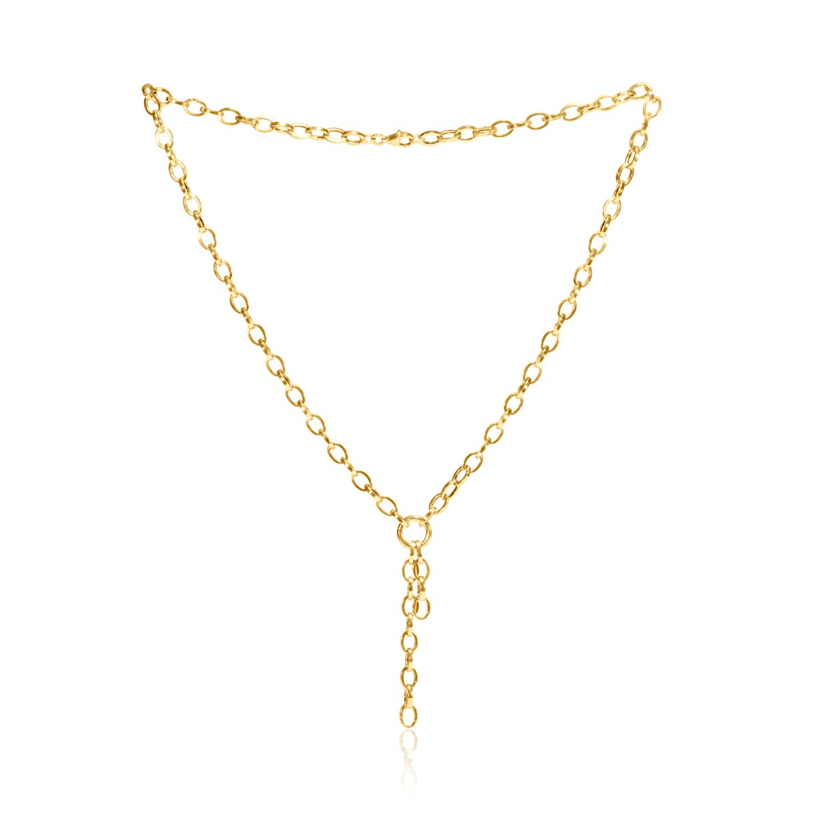 Gold Double Drop Chain Link Necklace