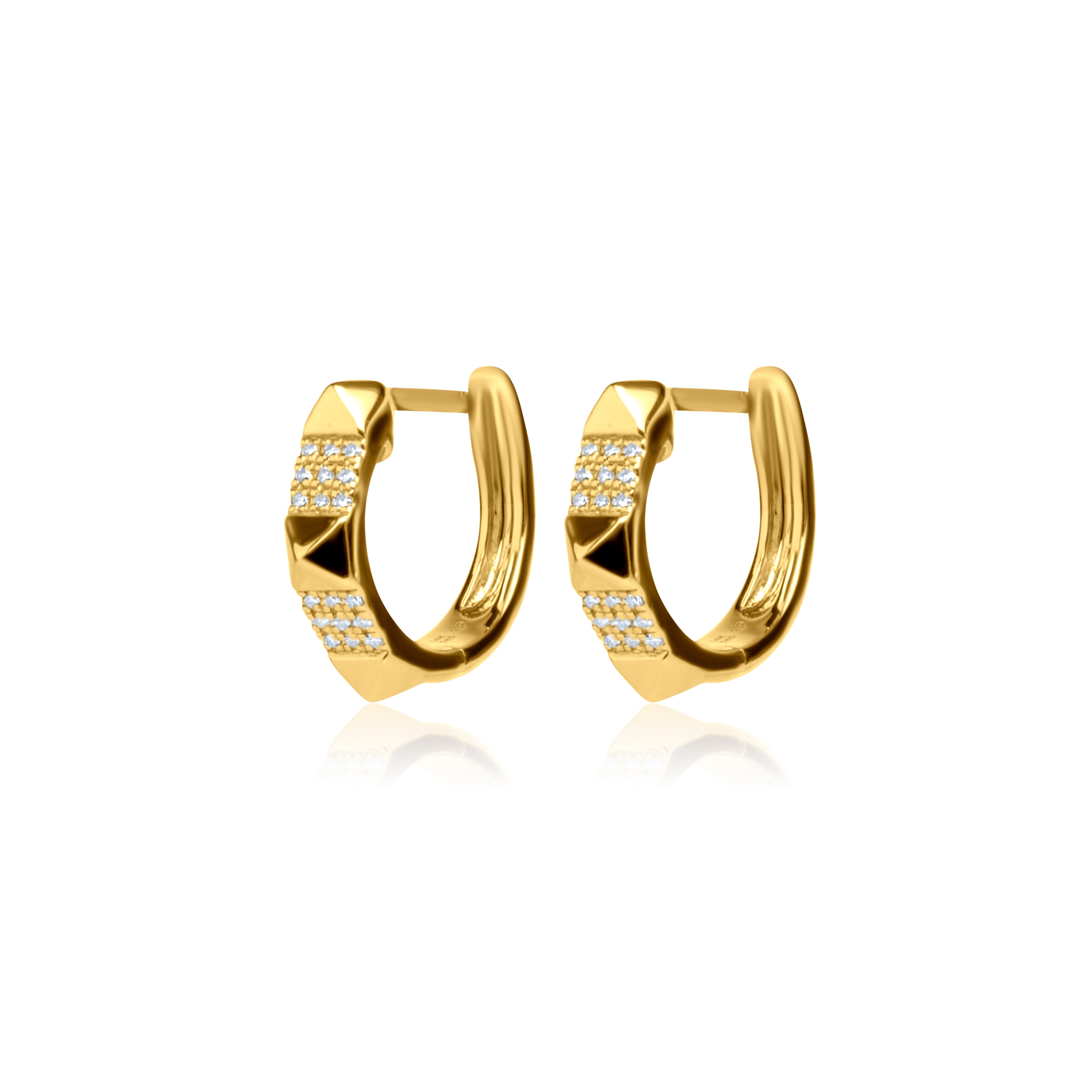 Gold Spike Diamond Huggies