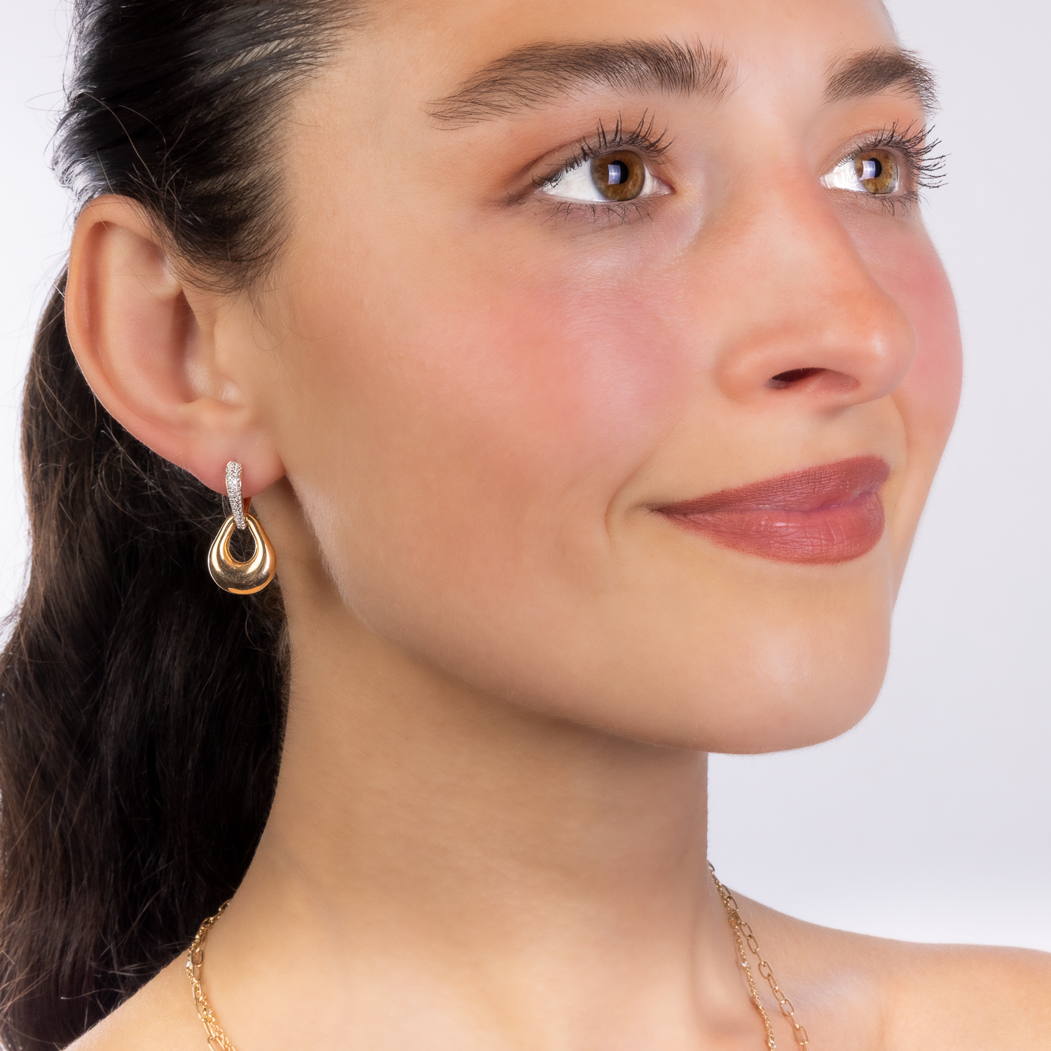 Gold and Diamond Teardrop Earrings