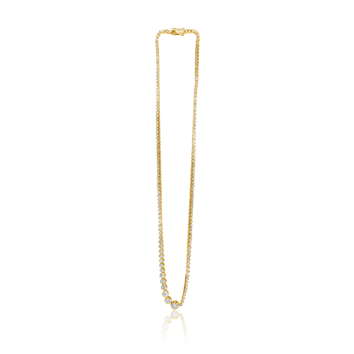 Graduated Bezel Diamond Tennis Necklace