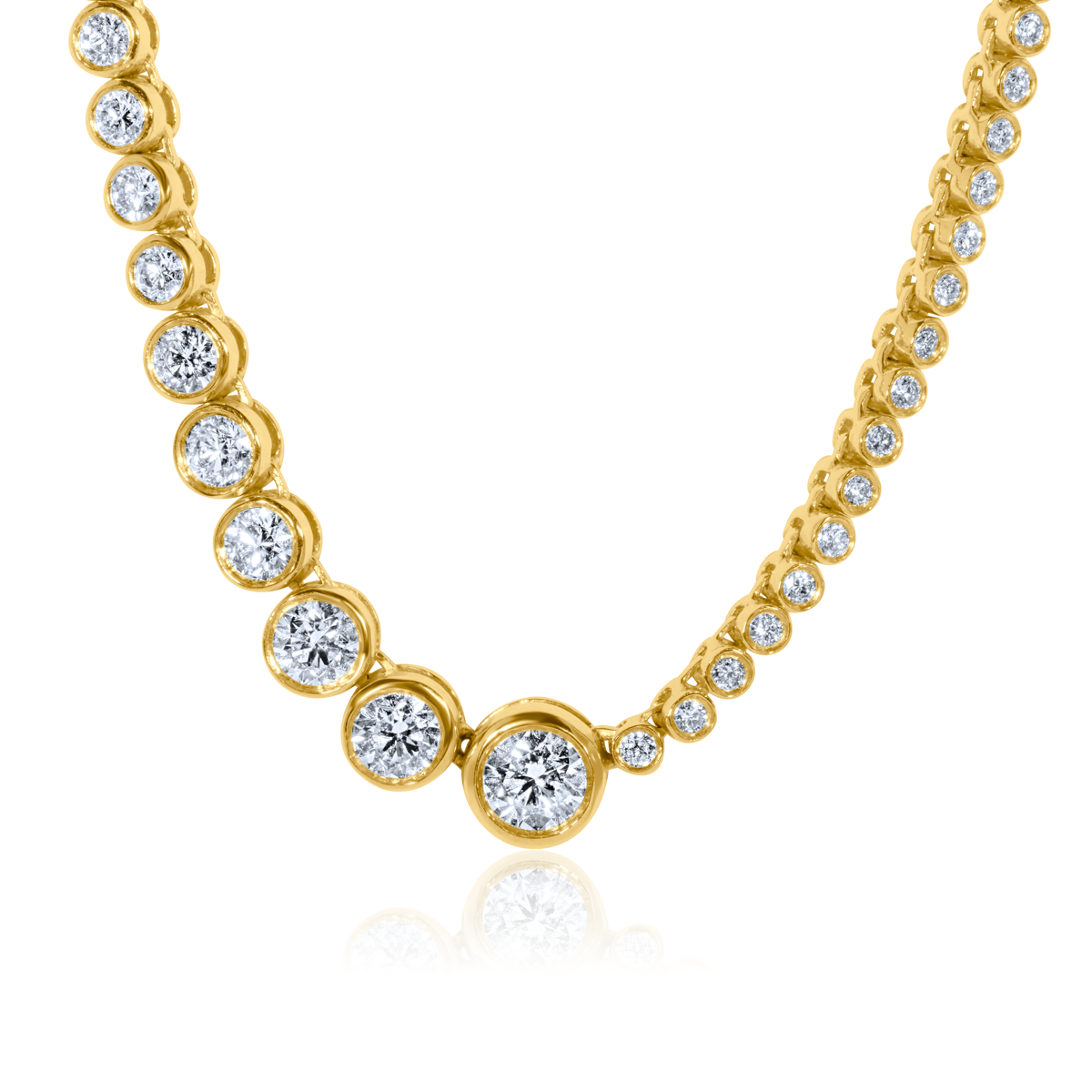 Graduated Bezel Diamond Tennis Necklace