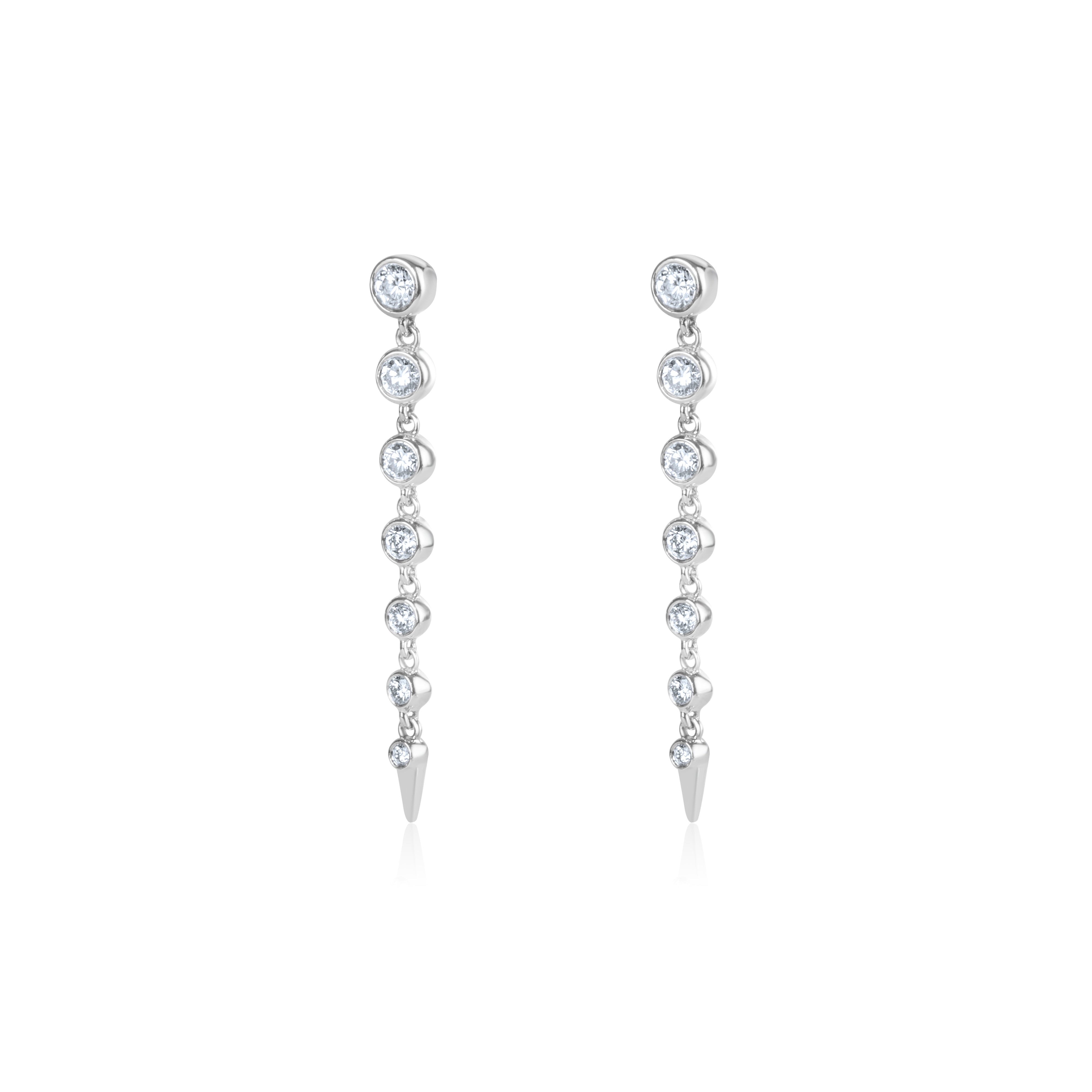 Graduated Bezel Set Diamond Drop Earrings
