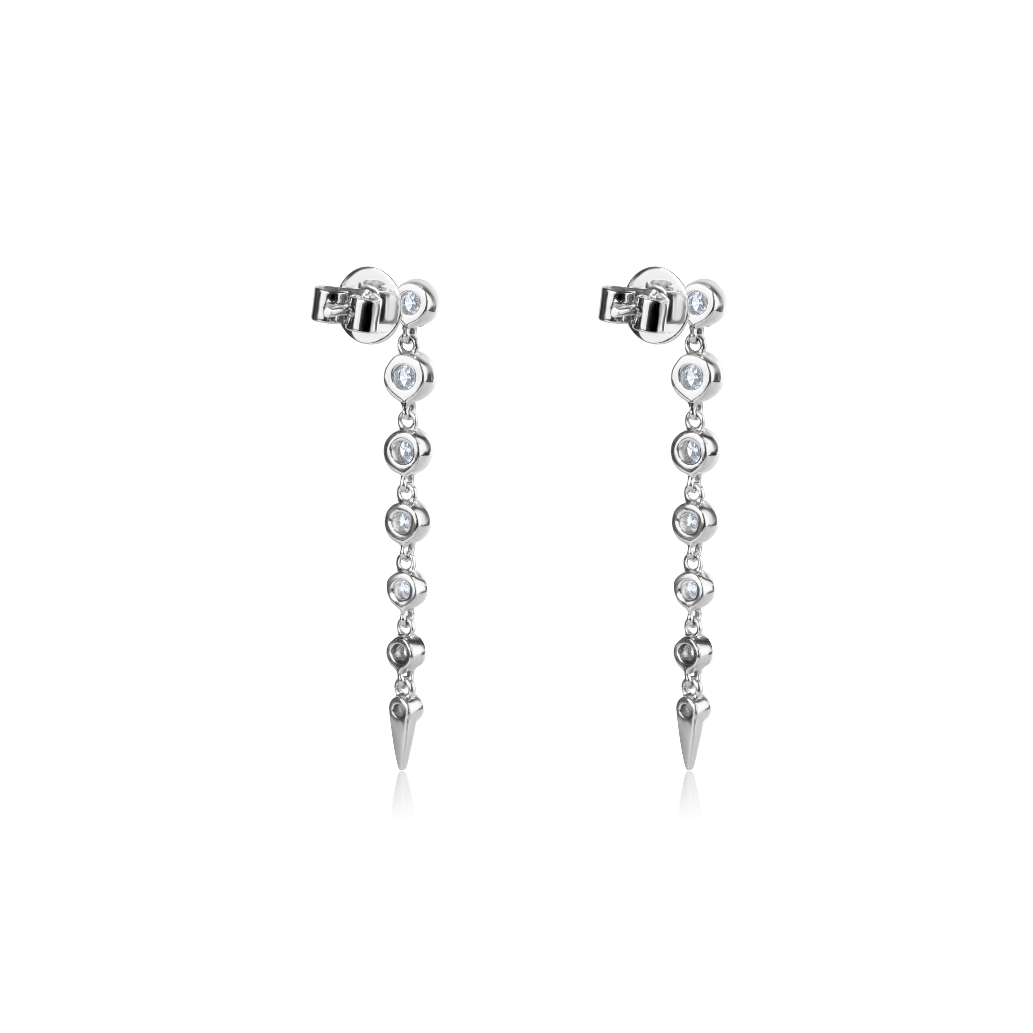 Graduated Bezel Set Diamond Drop Earrings