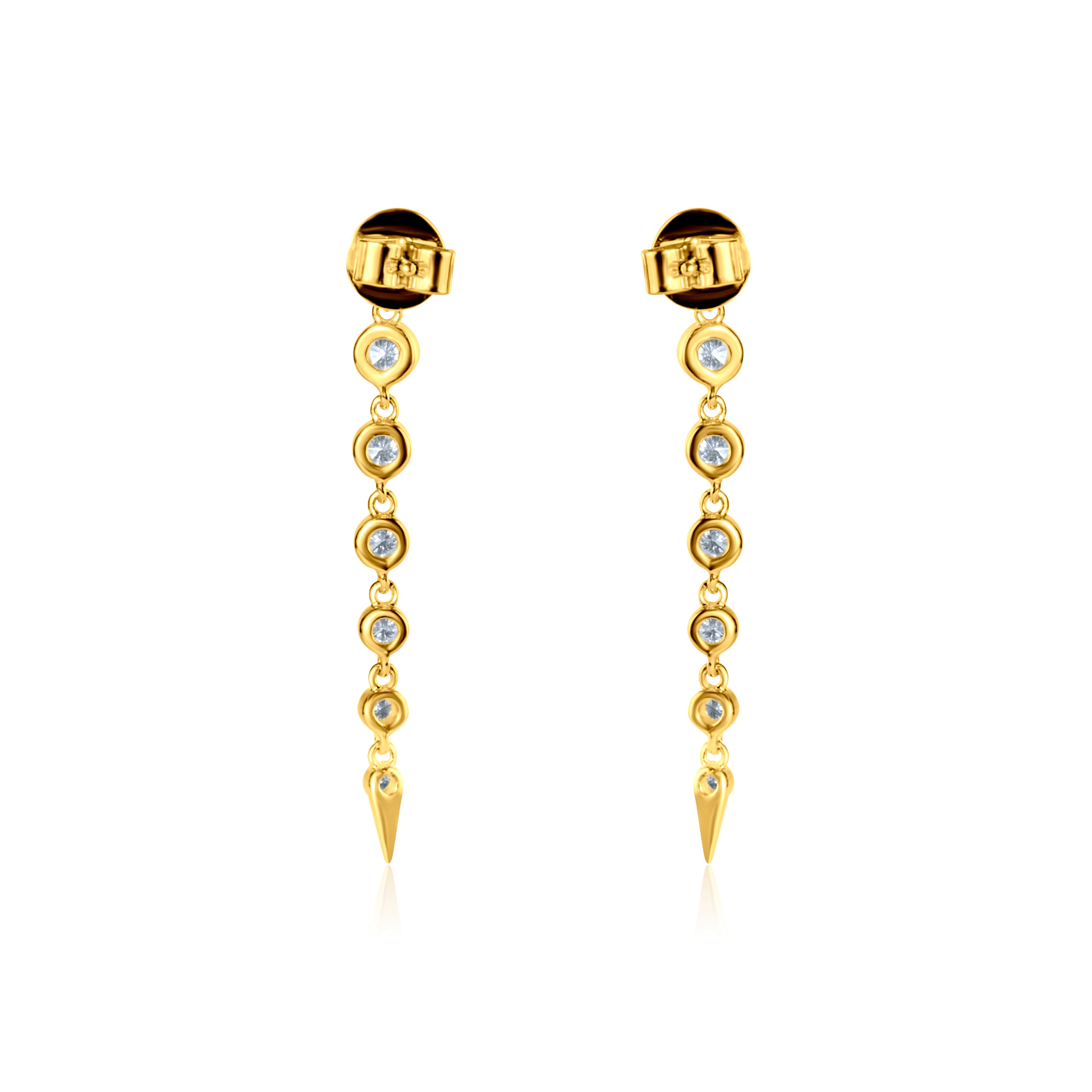 Graduated Bezel Set Diamond Drop Earrings