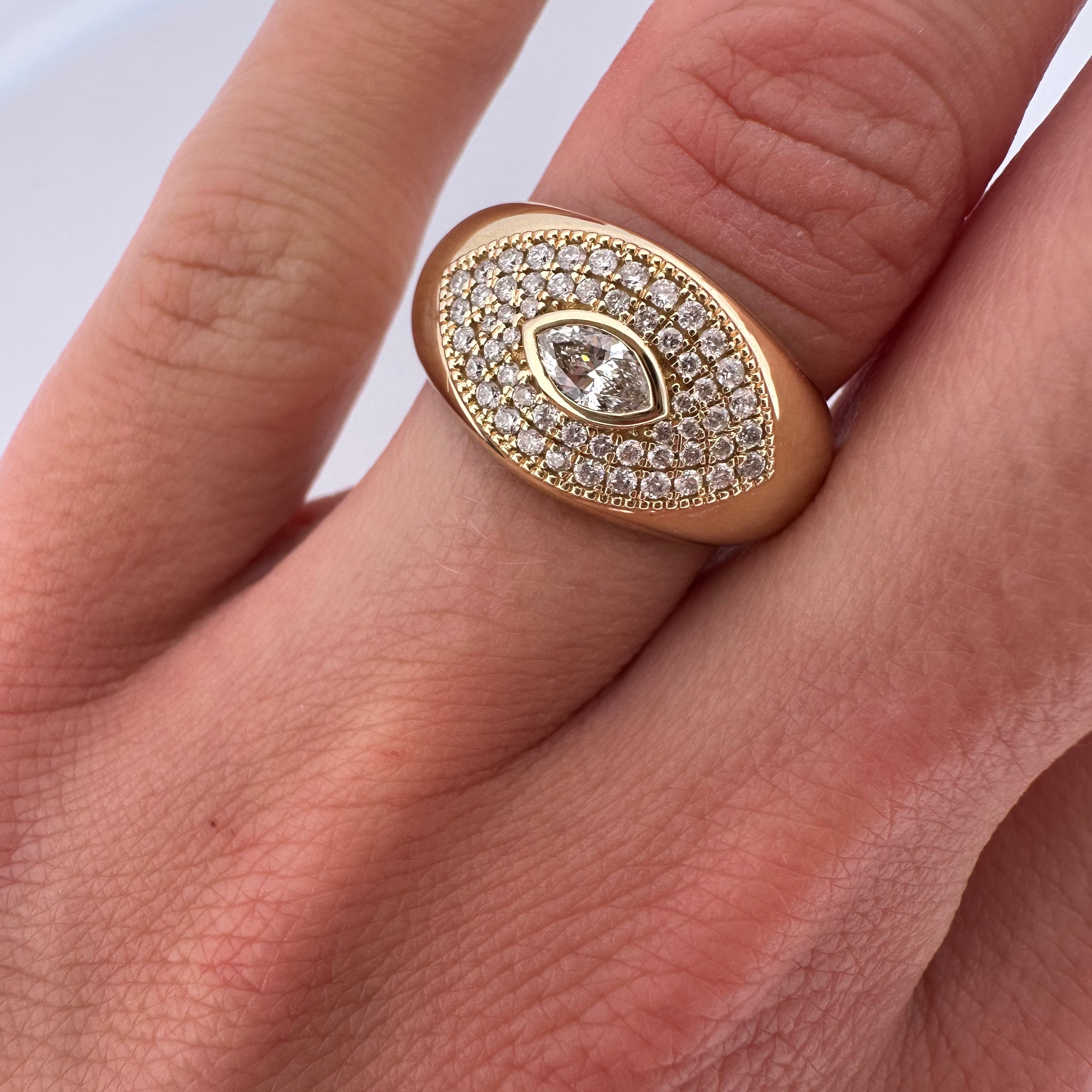 Diamond Evil Eye Dome Ring