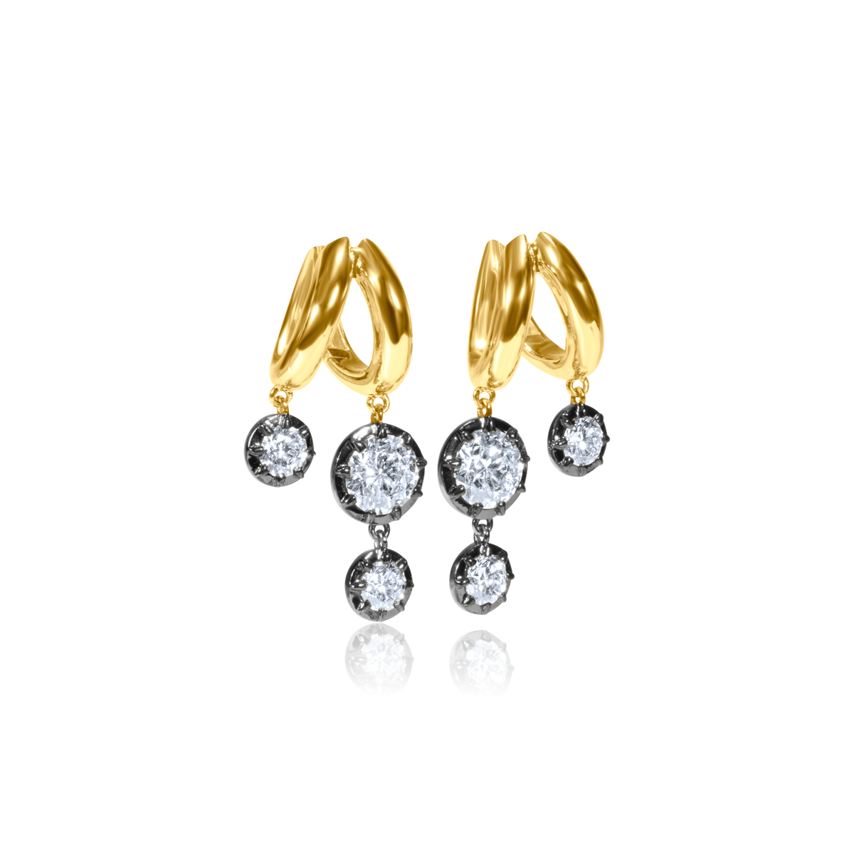 Lab Diamond Double Drop Huggies
