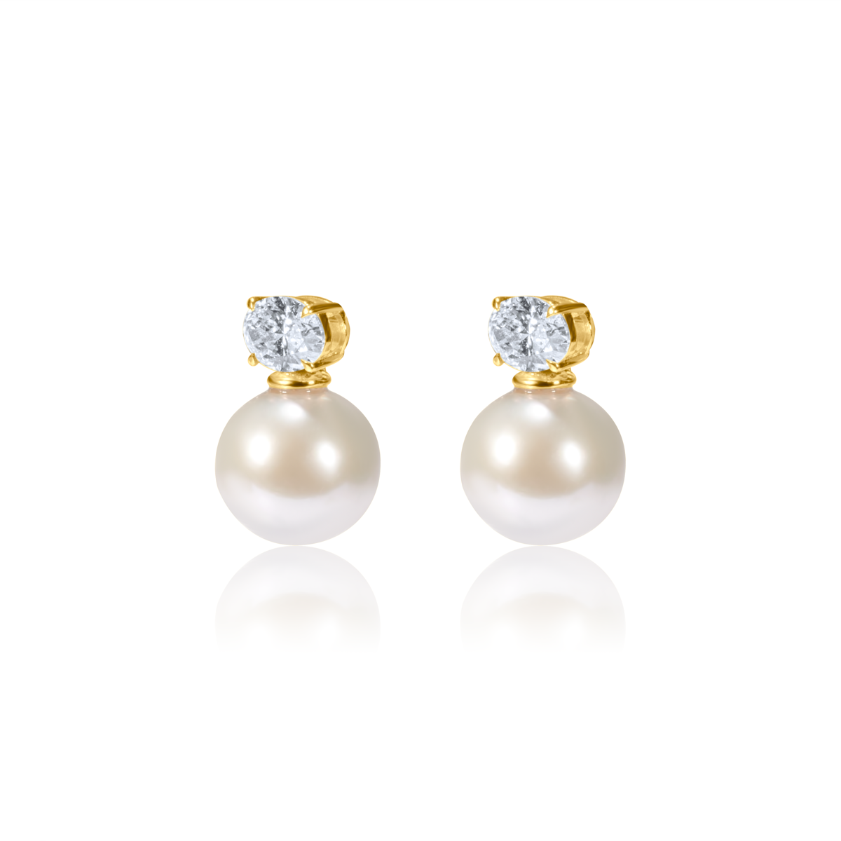 Lab Diamond & Pearl Drop Earrings