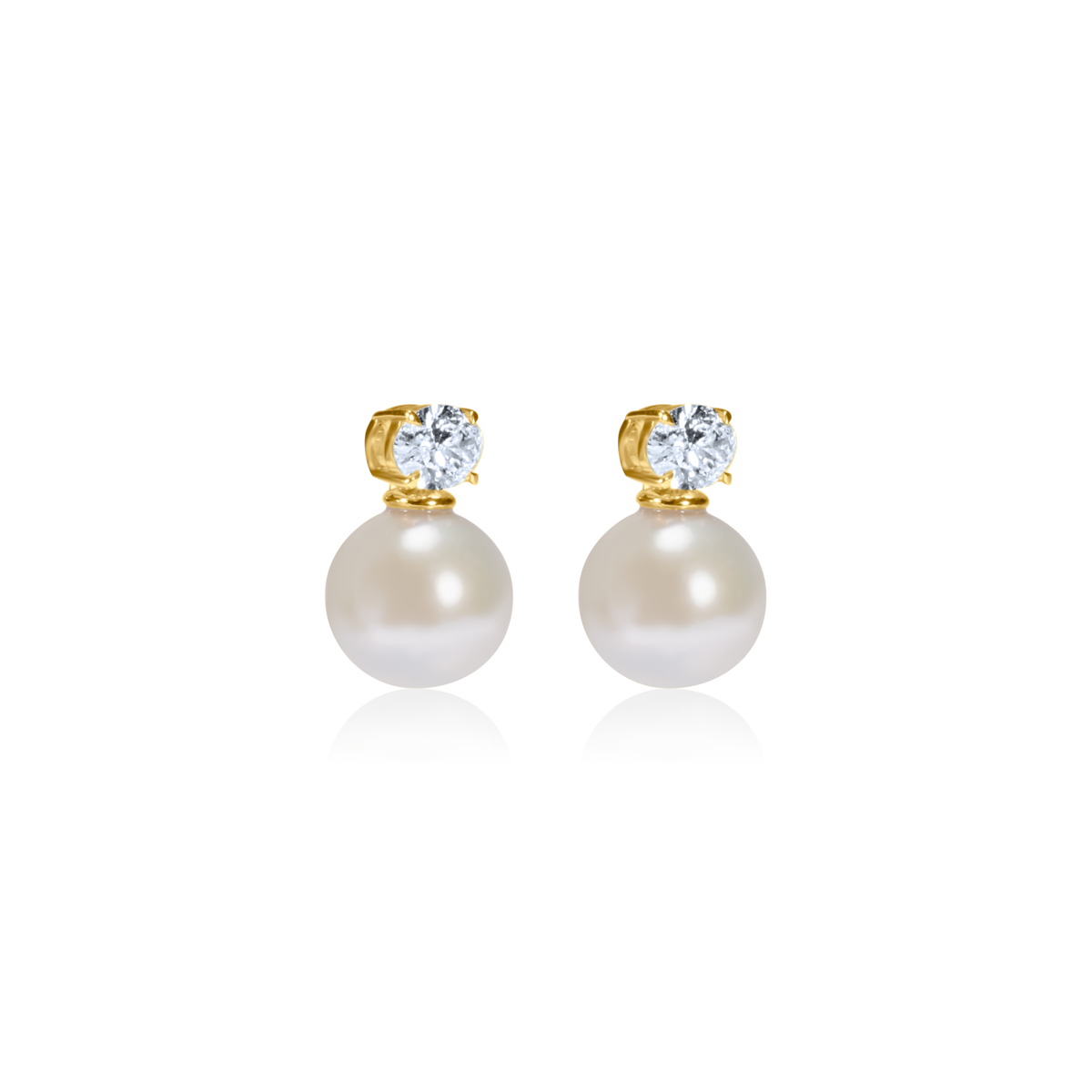 Lab Diamond & Pearl Drop Earrings