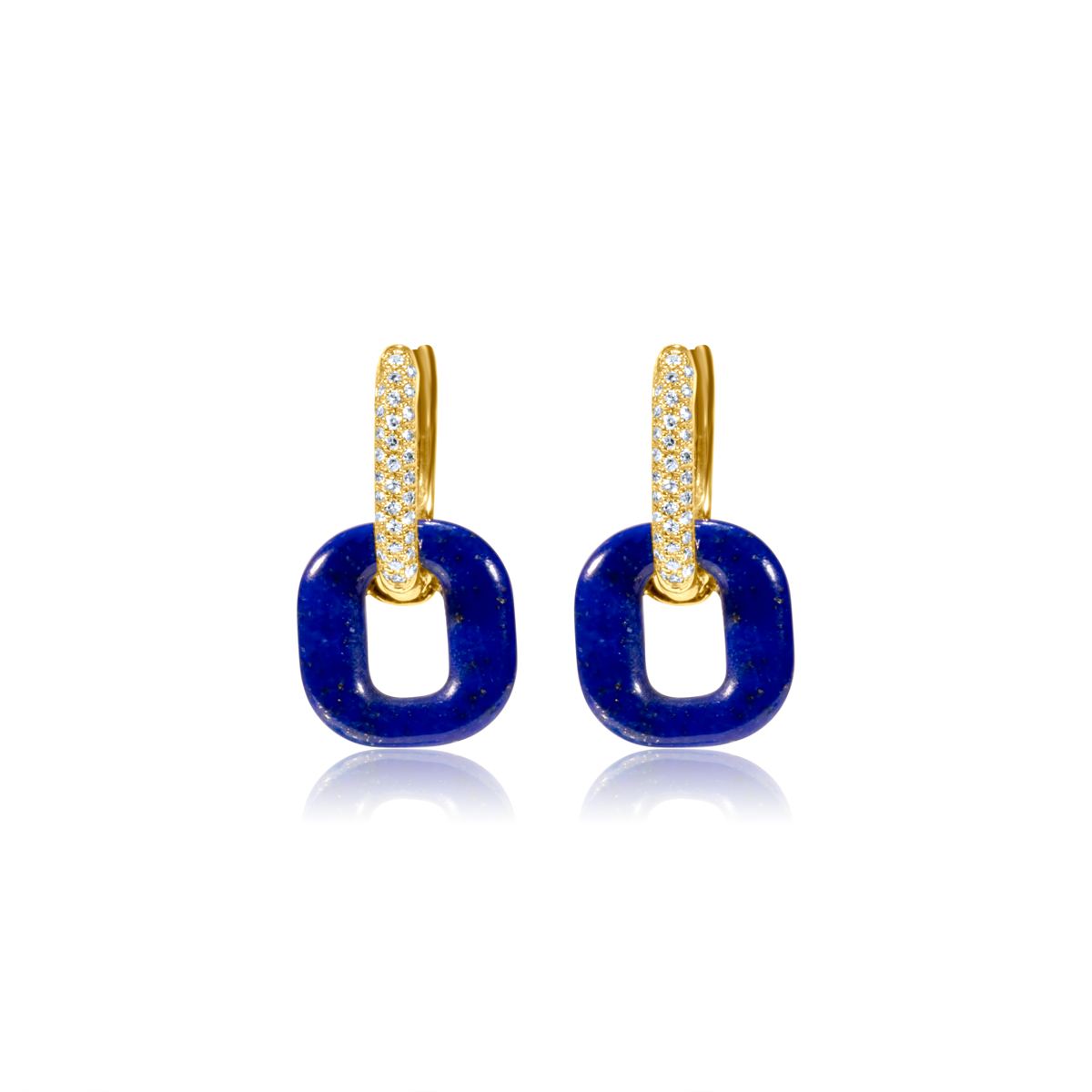 Lapis & Diamond Drop Earrings