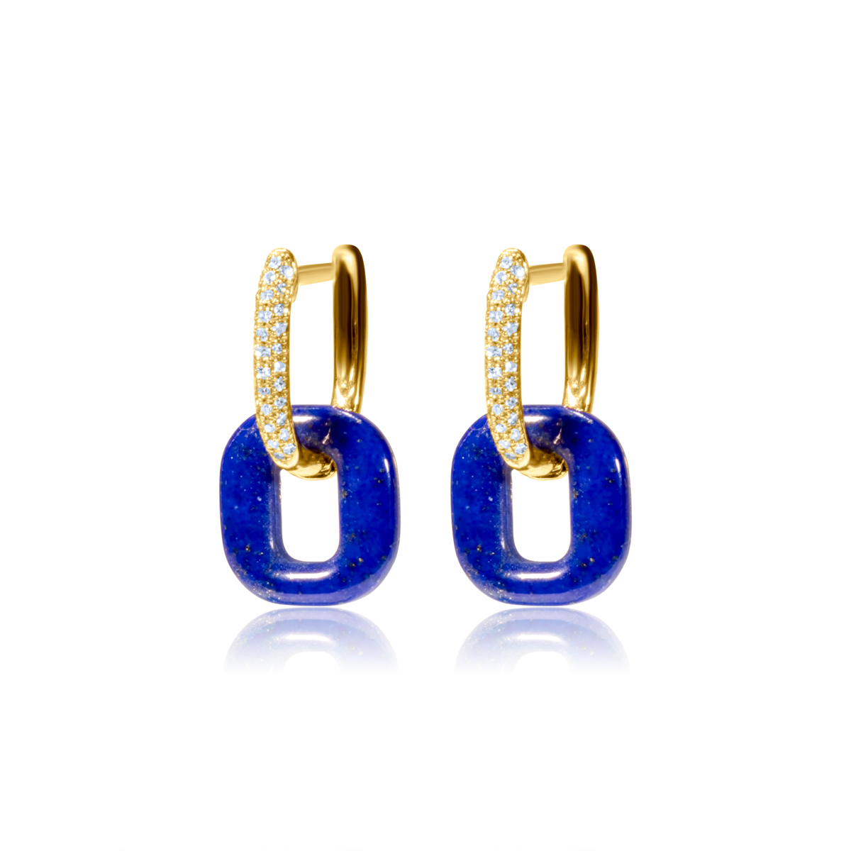 Lapis & Diamond Drop Earrings