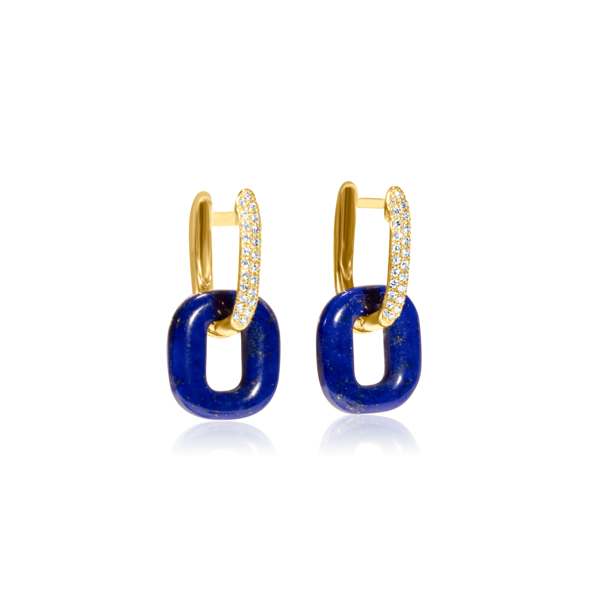 Lapis & Diamond Drop Earrings