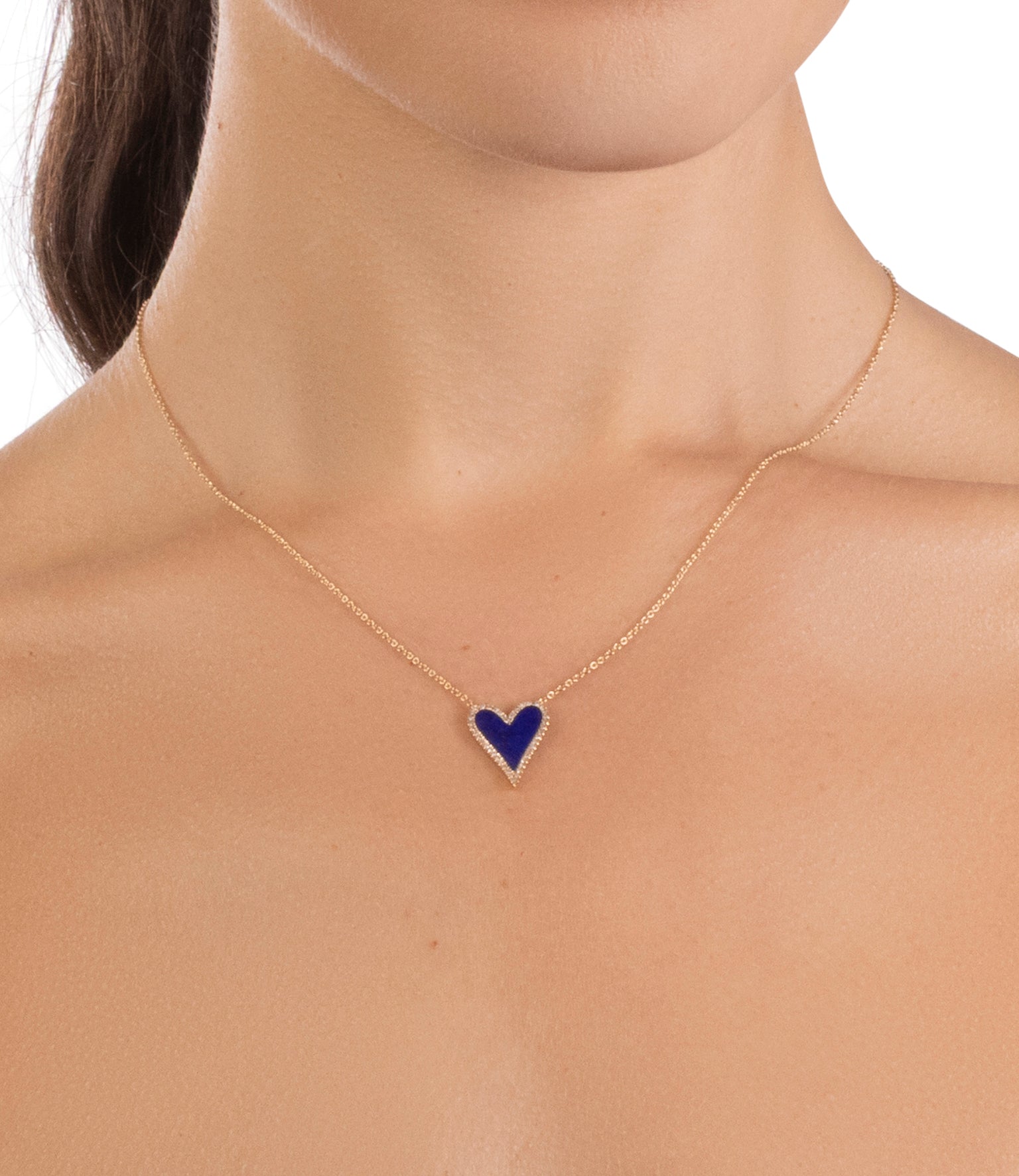 Lapis and Diamond Heart Necklace