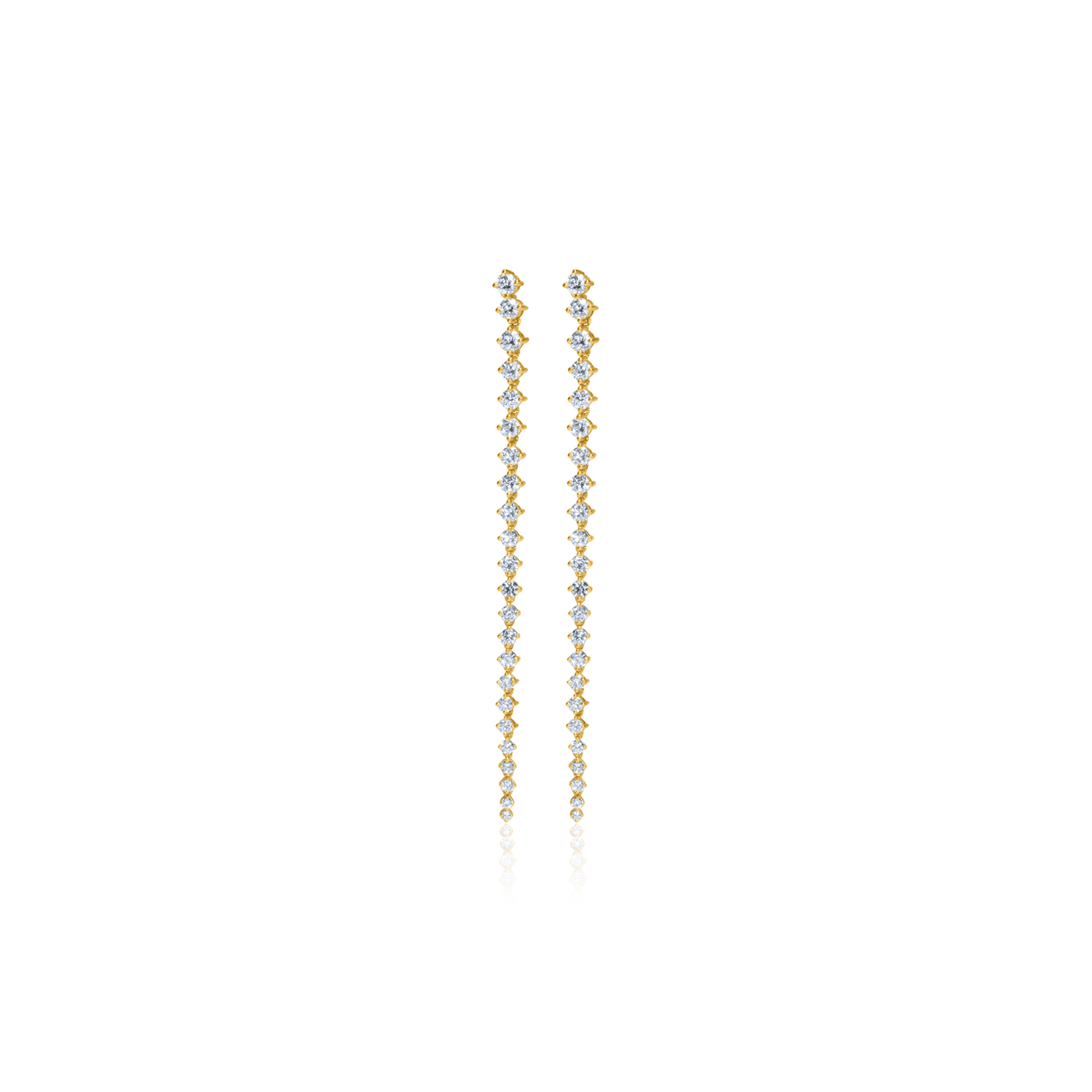 Long Diamond Line Drop Earrings