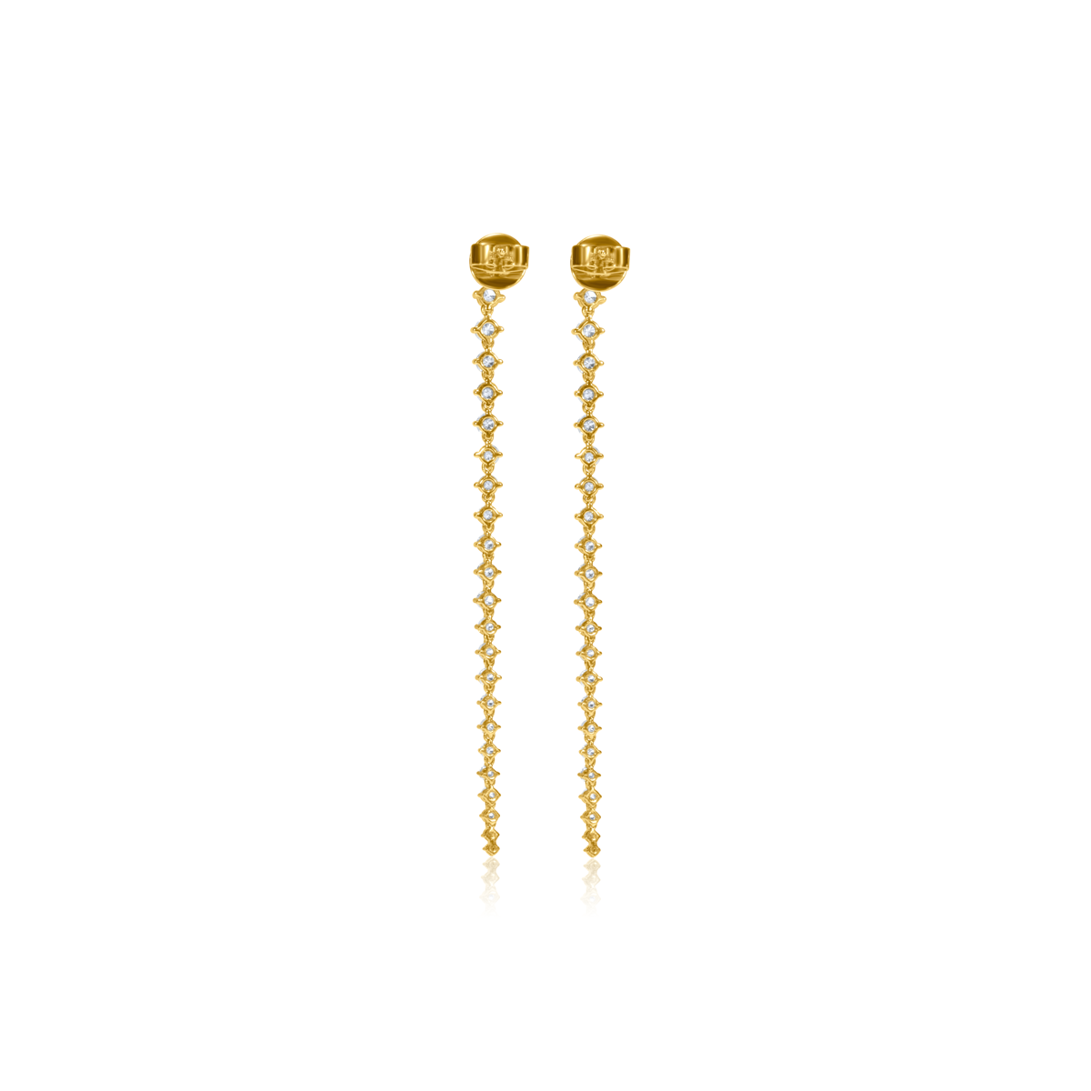 Long Diamond Line Drop Earrings
