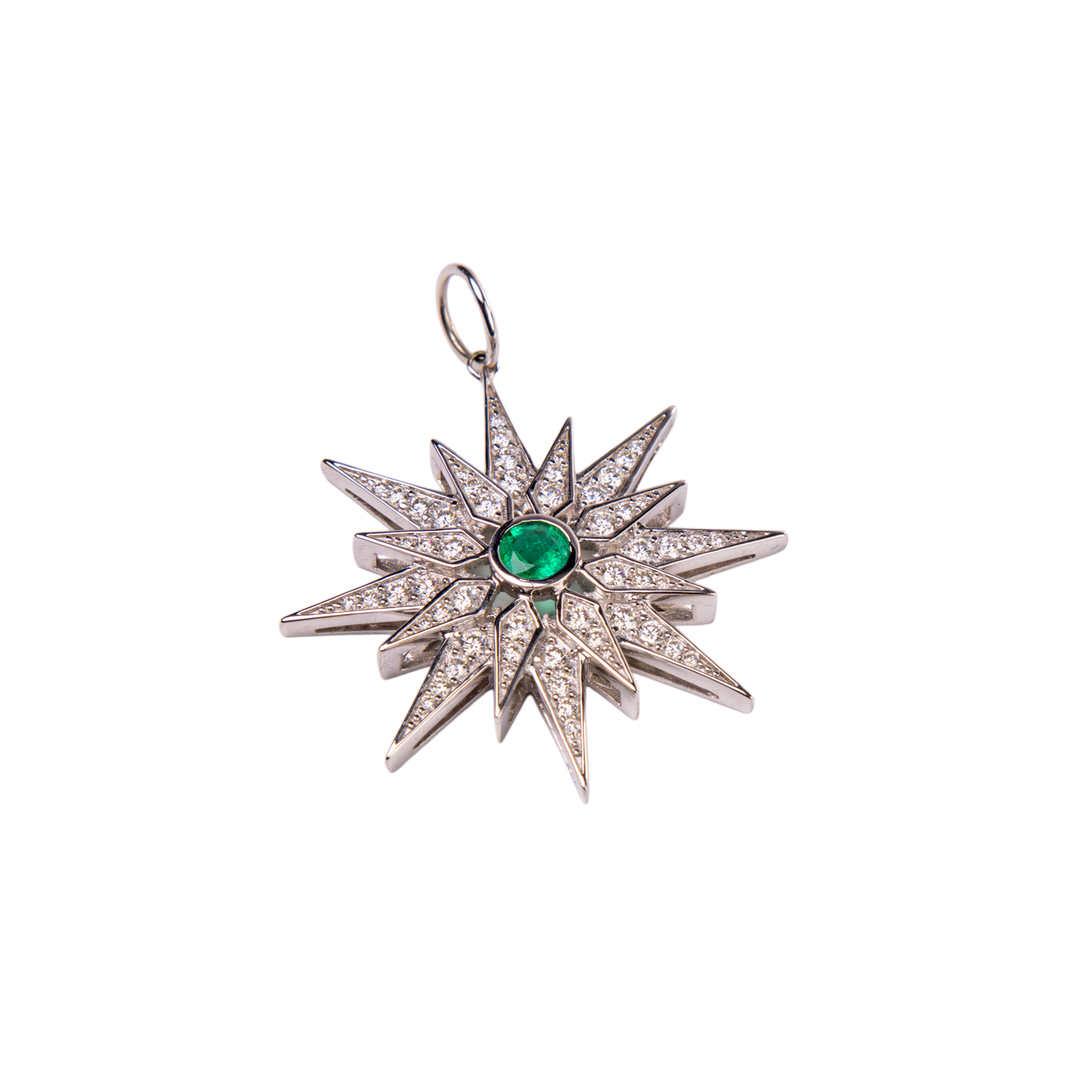 Emerald and Diamond Starburst Charm