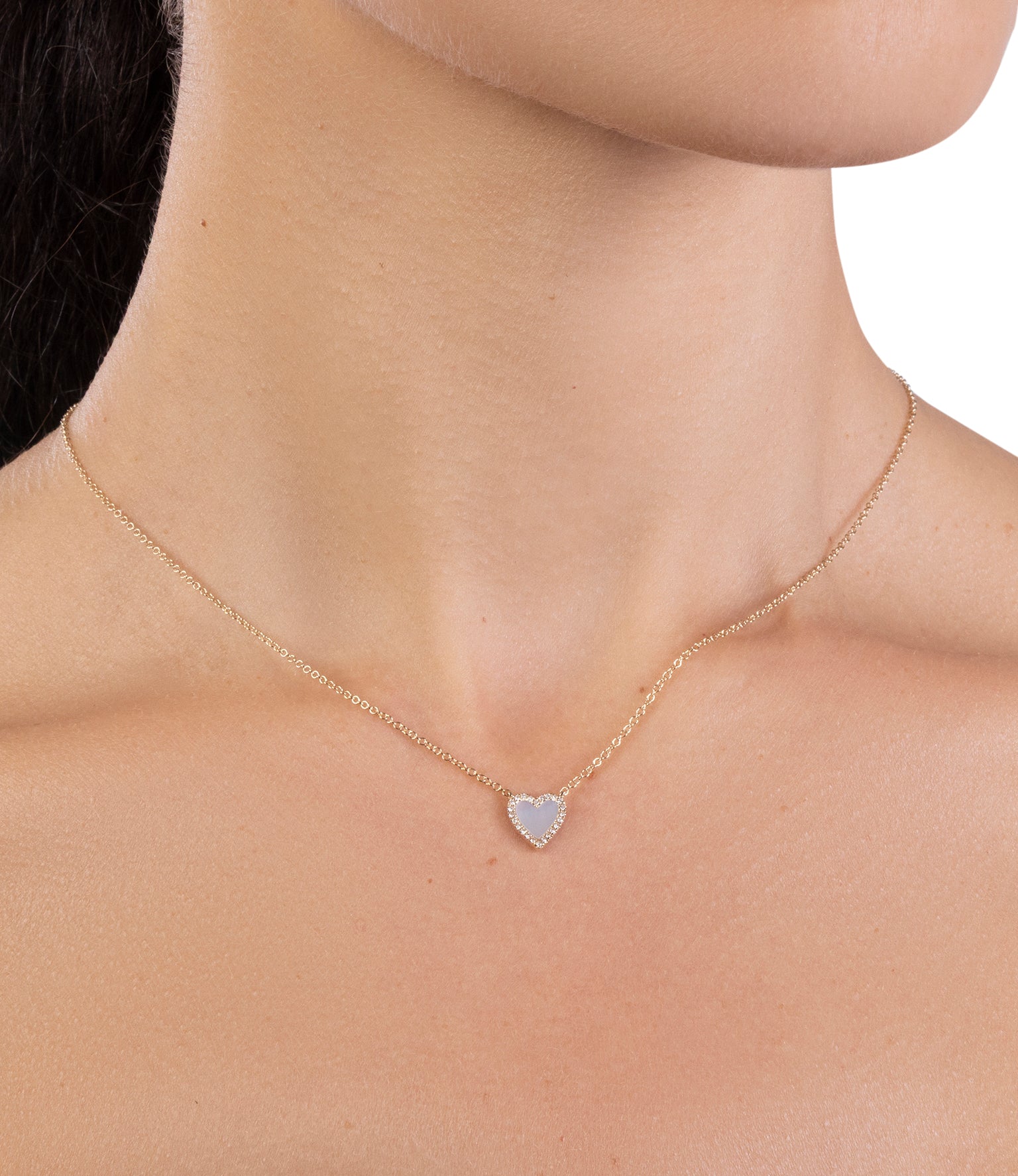 MOP Baby Diamond Heart Necklace