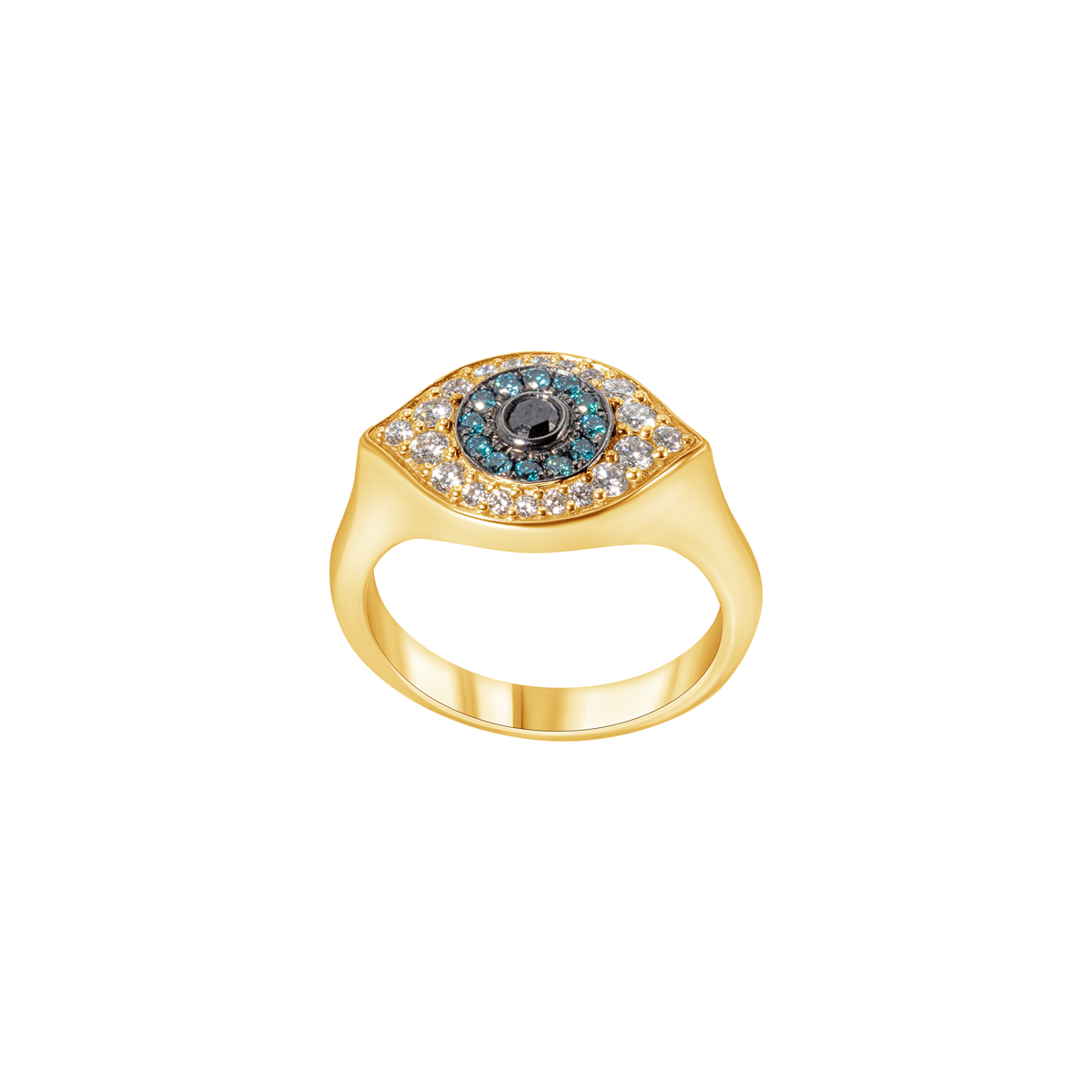 Medium Sized Diamond and Sapphire Evil Eye Ring