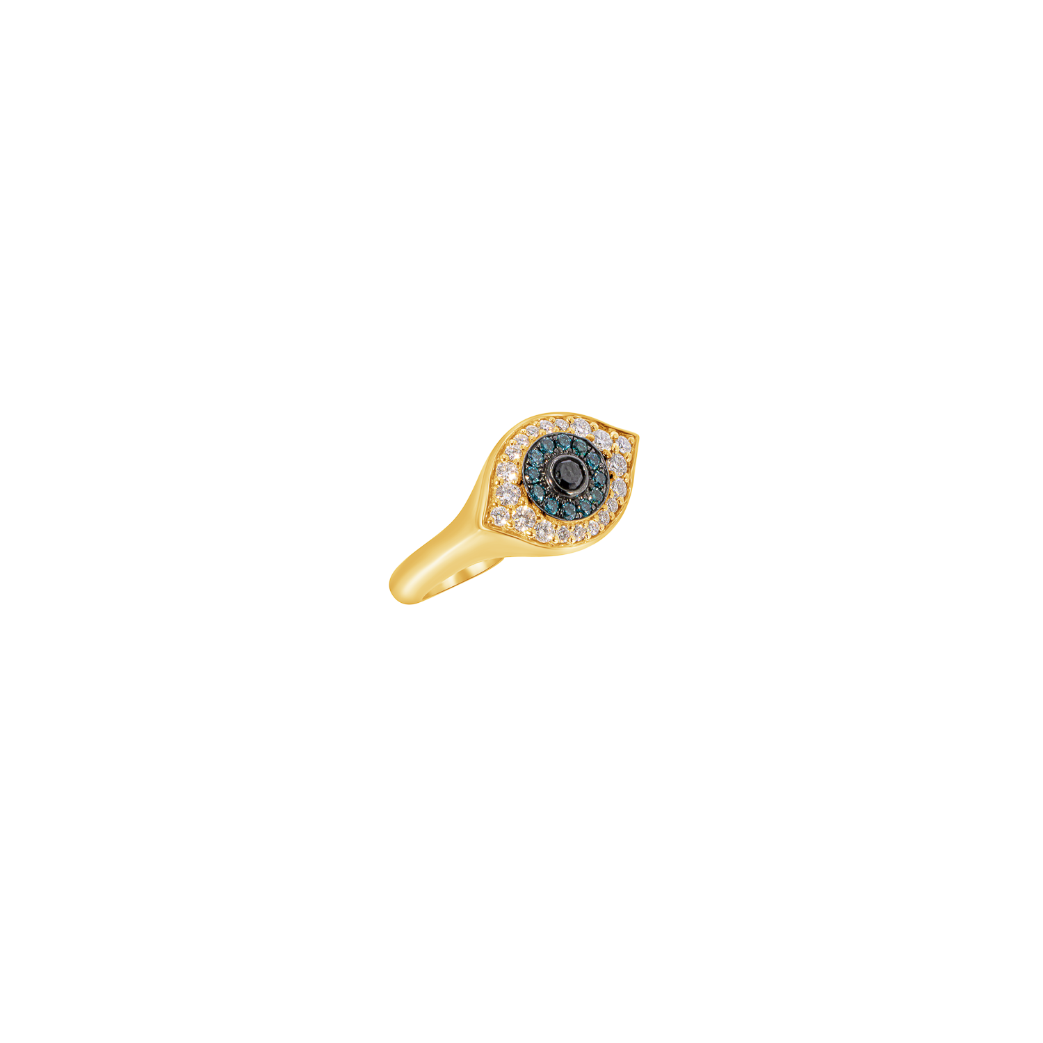 Medium Sized Diamond and Sapphire Evil Eye Ring