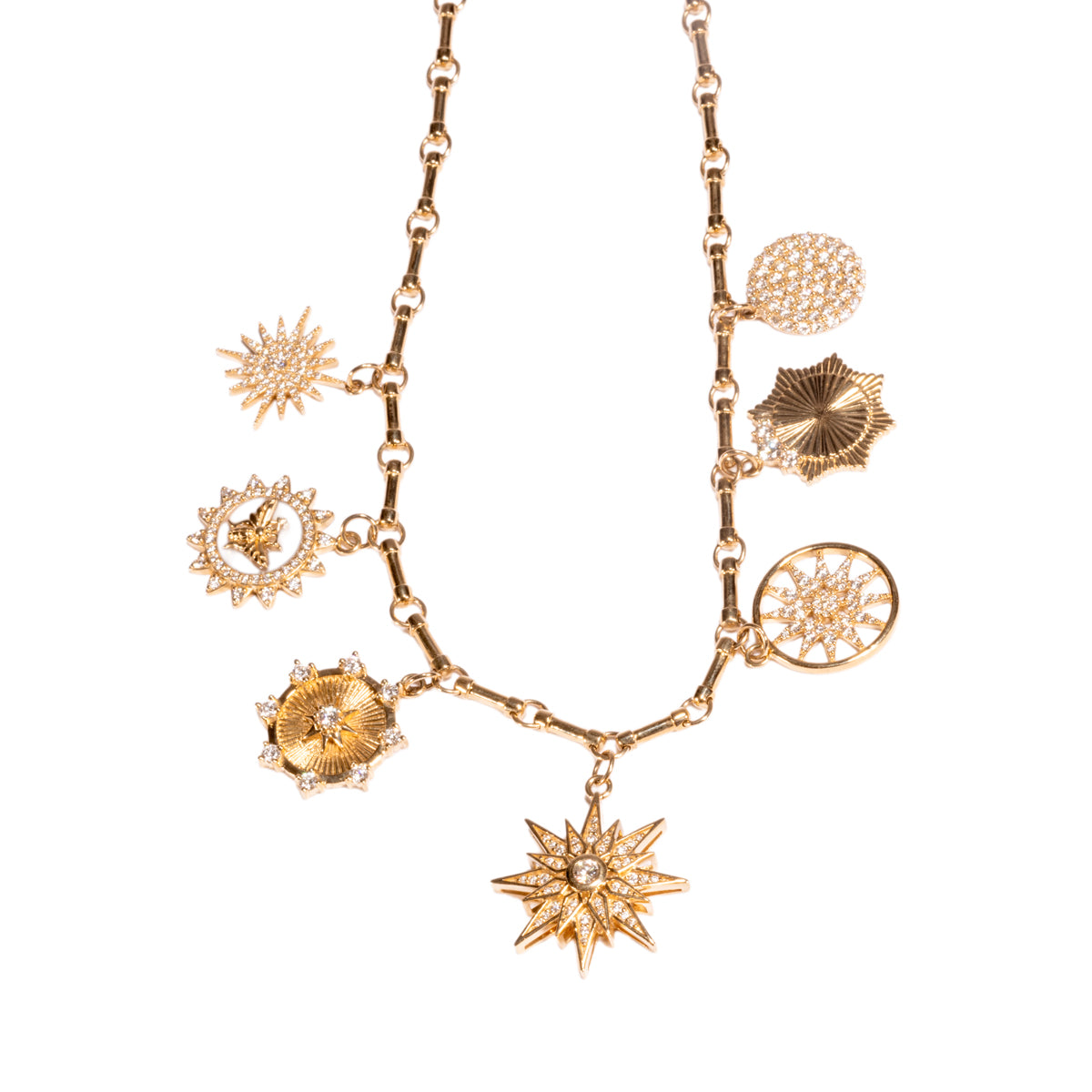 Multi Diamond Charm Necklace