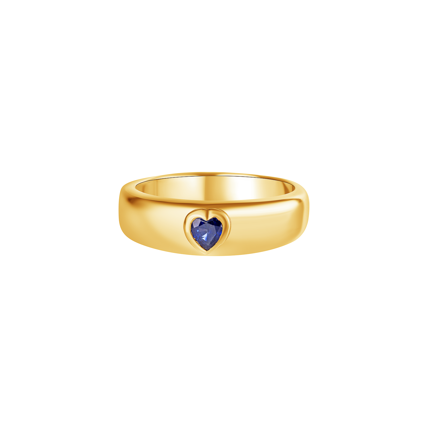 Narrow Gypsy Gold Band With Emerald or Sapphire Heart
