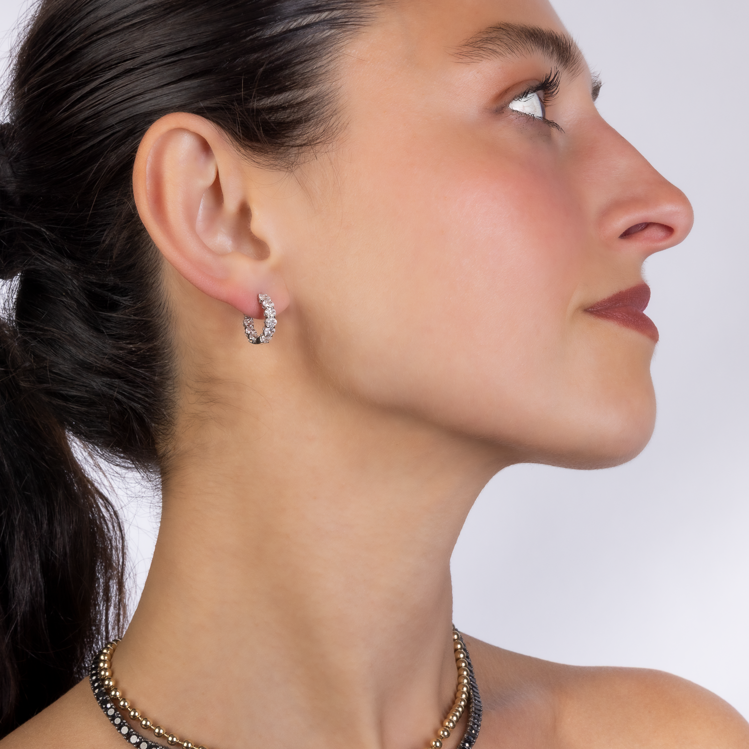 Inside Out Oval Lab Diamond Small Hoops