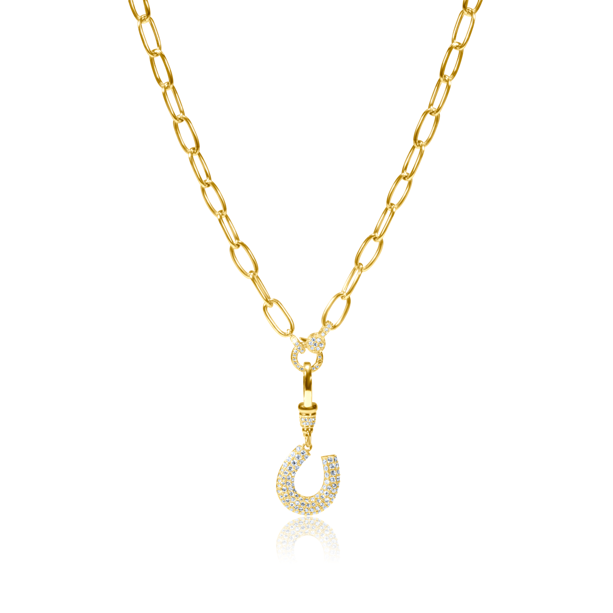 Pave Diamond Horseshoe Charm