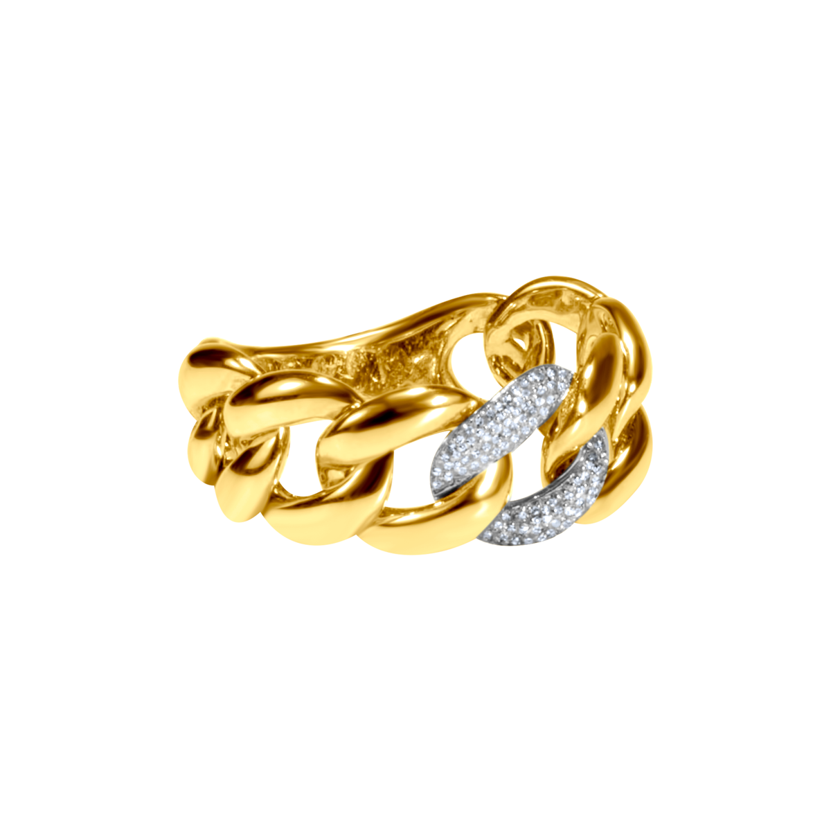 Pave Diamonds Cuban Link Ring