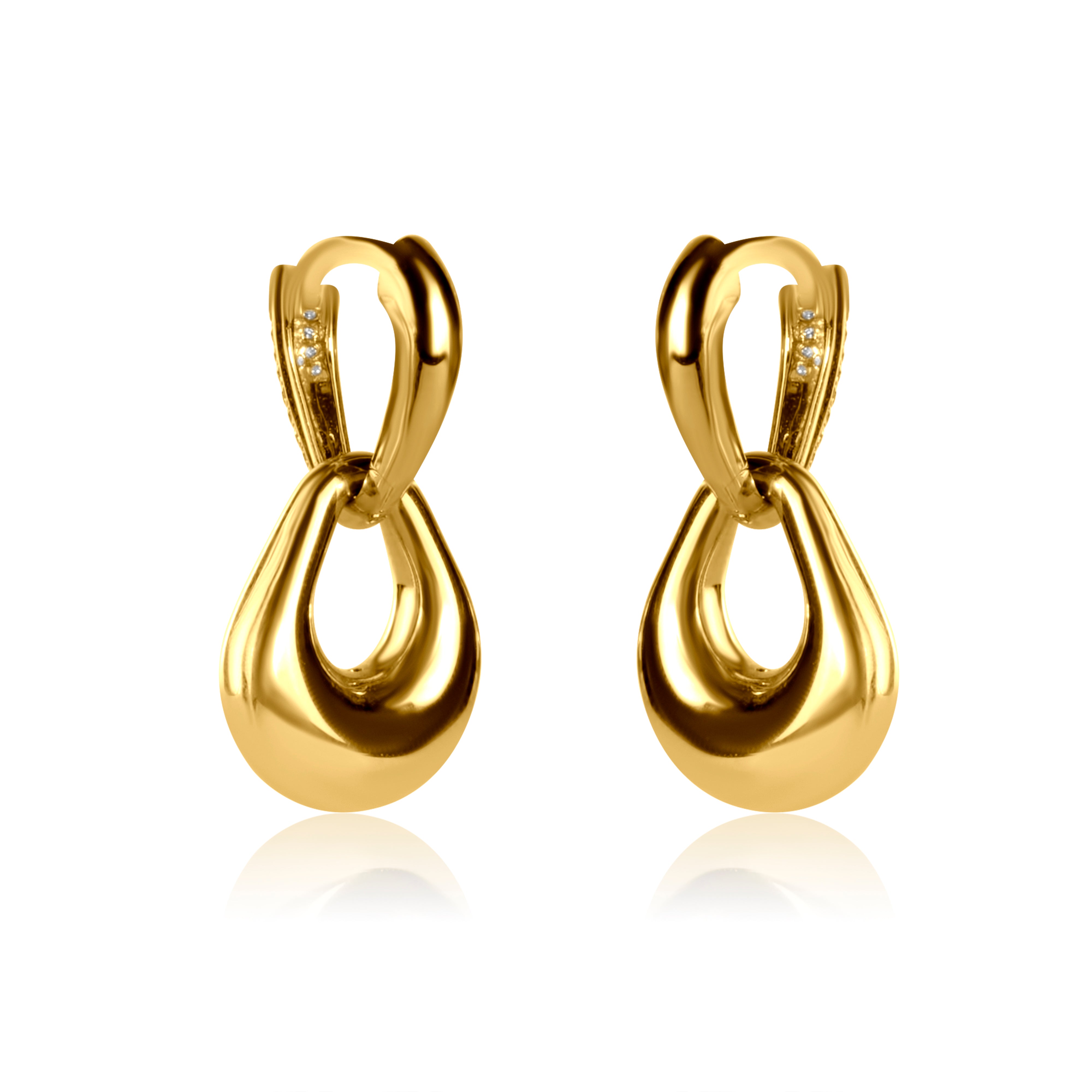 Gold and Diamond Teardrop Earrings