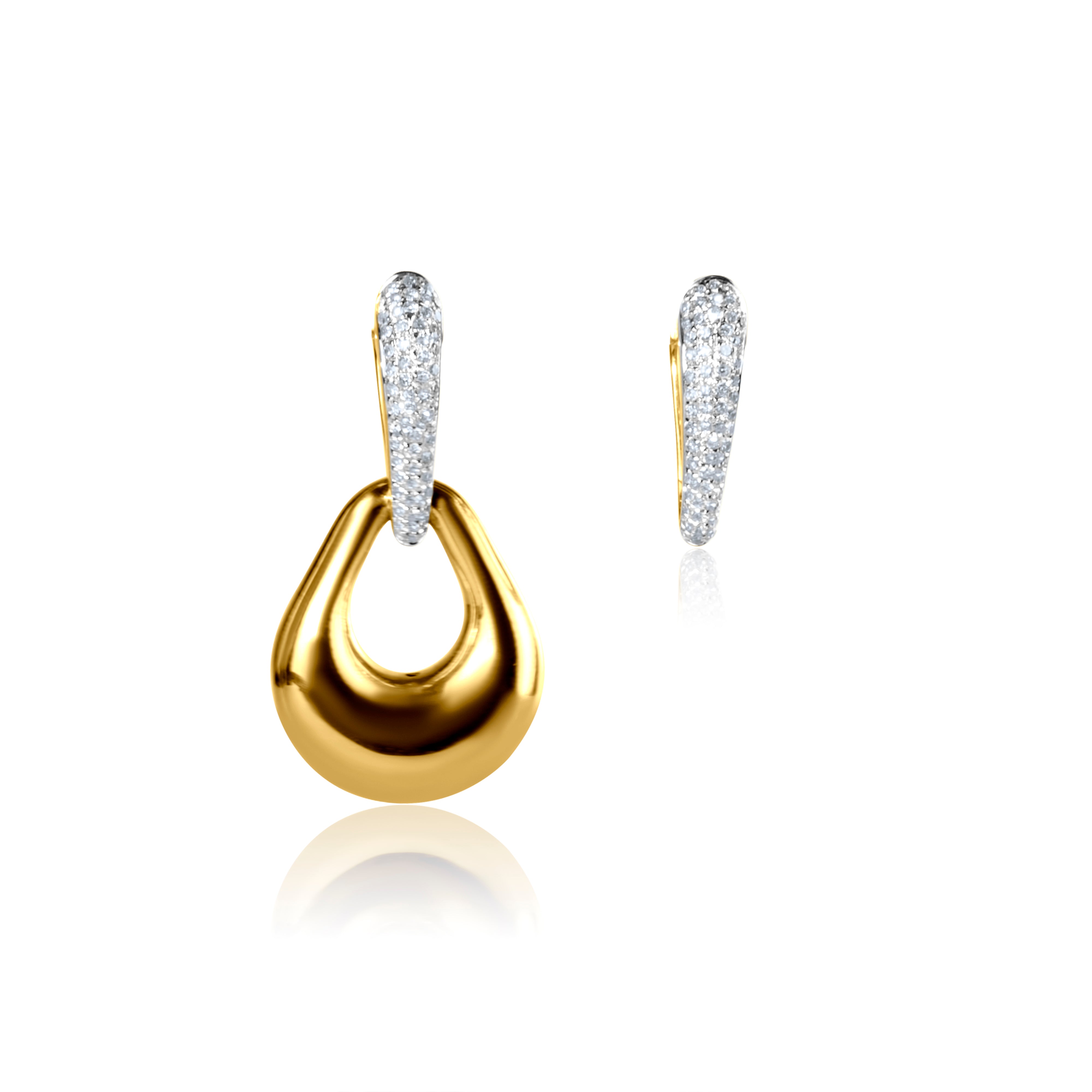 Gold and Diamond Teardrop Earrings