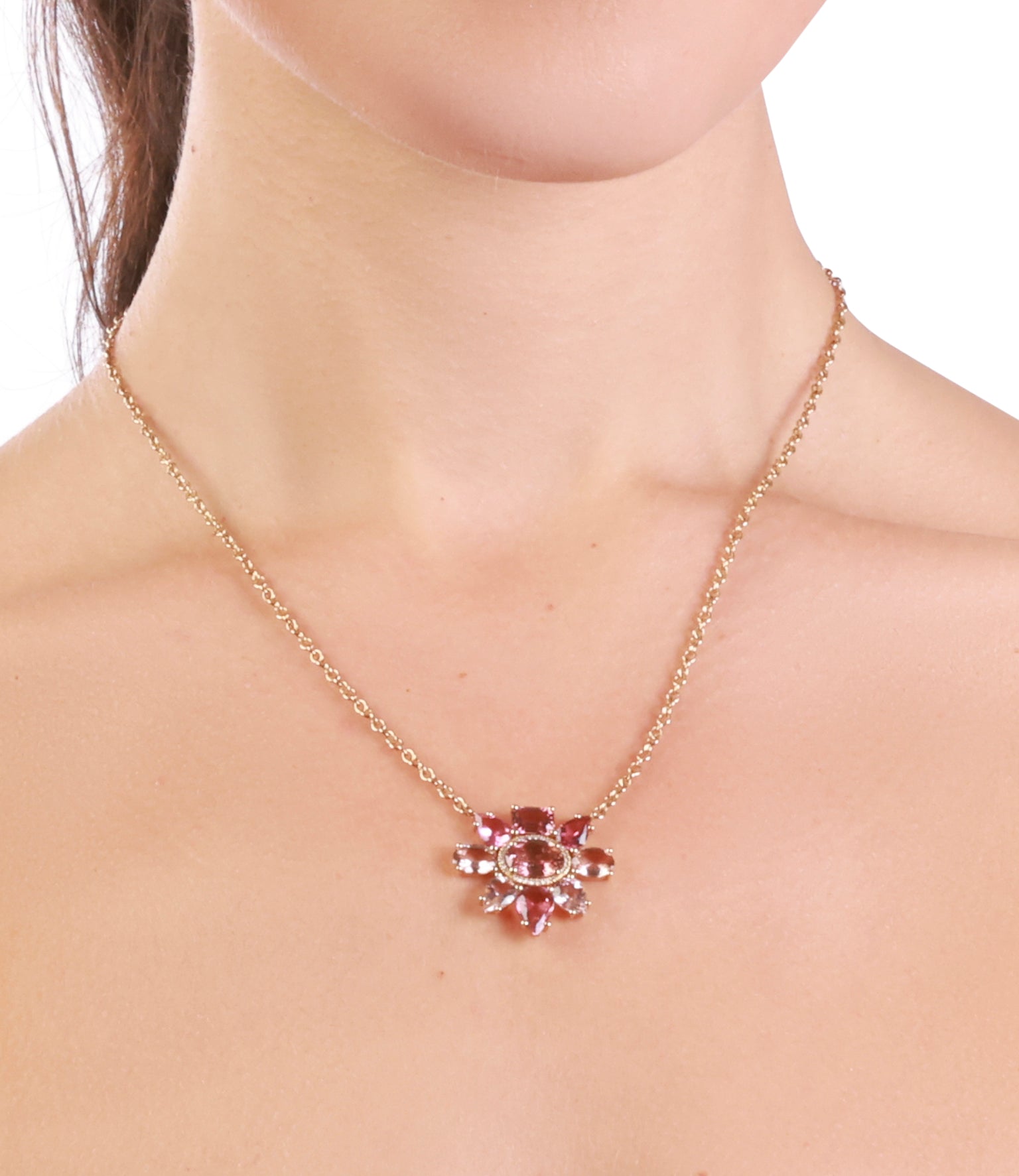 Pink Tourmaline Flower Necklace