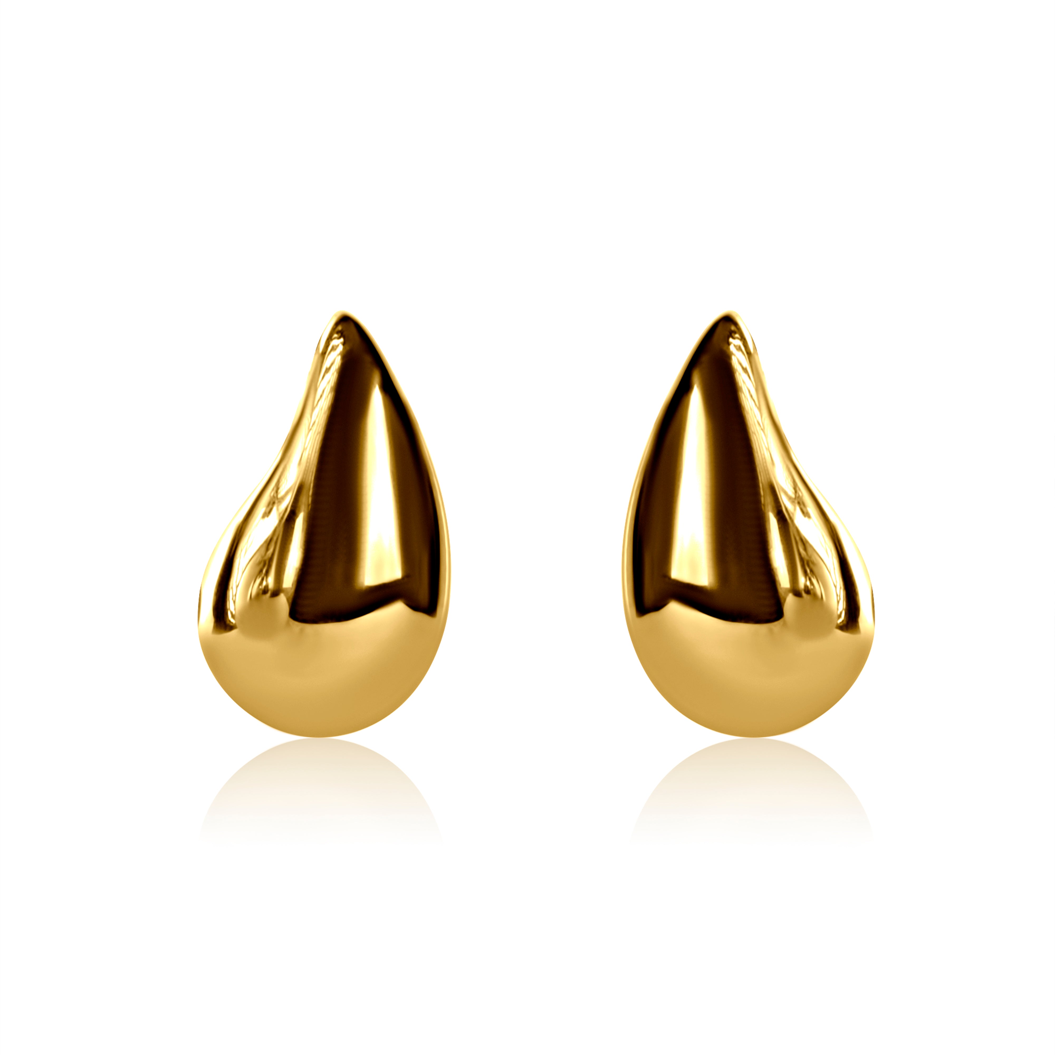 Puffed Gold Teardrop Earring