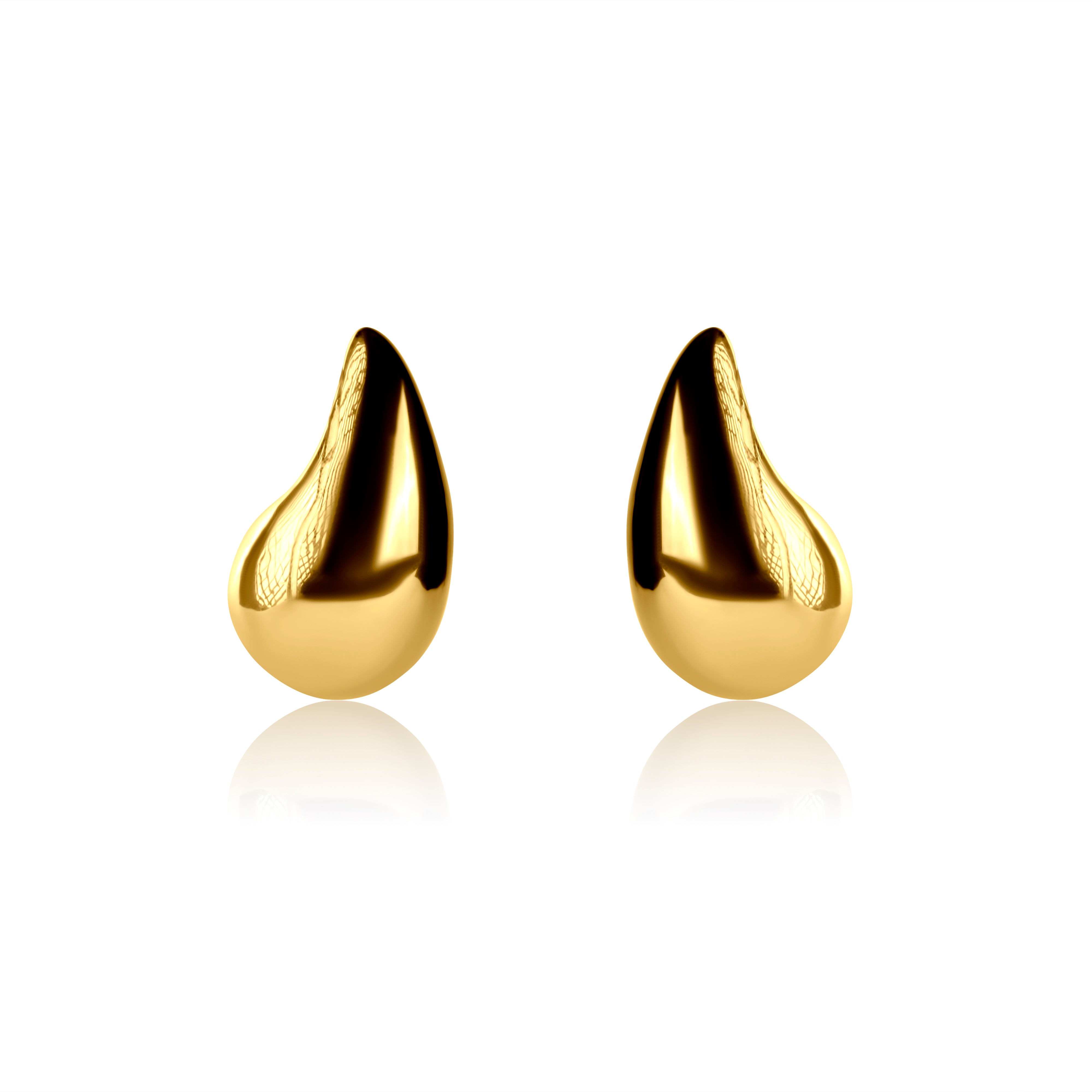 Puffed Gold Teardrop Earring